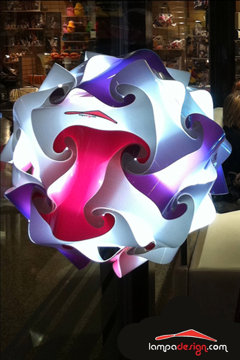 Lampadesign® Lampadario Camera da letto Soggiorno Cucina Led moderno FIOCCO Sfera bianca diametro 35 cm - Lampada a sospensione Bagno di design soffitto Lampadina Led 17w E27 Luce fredda