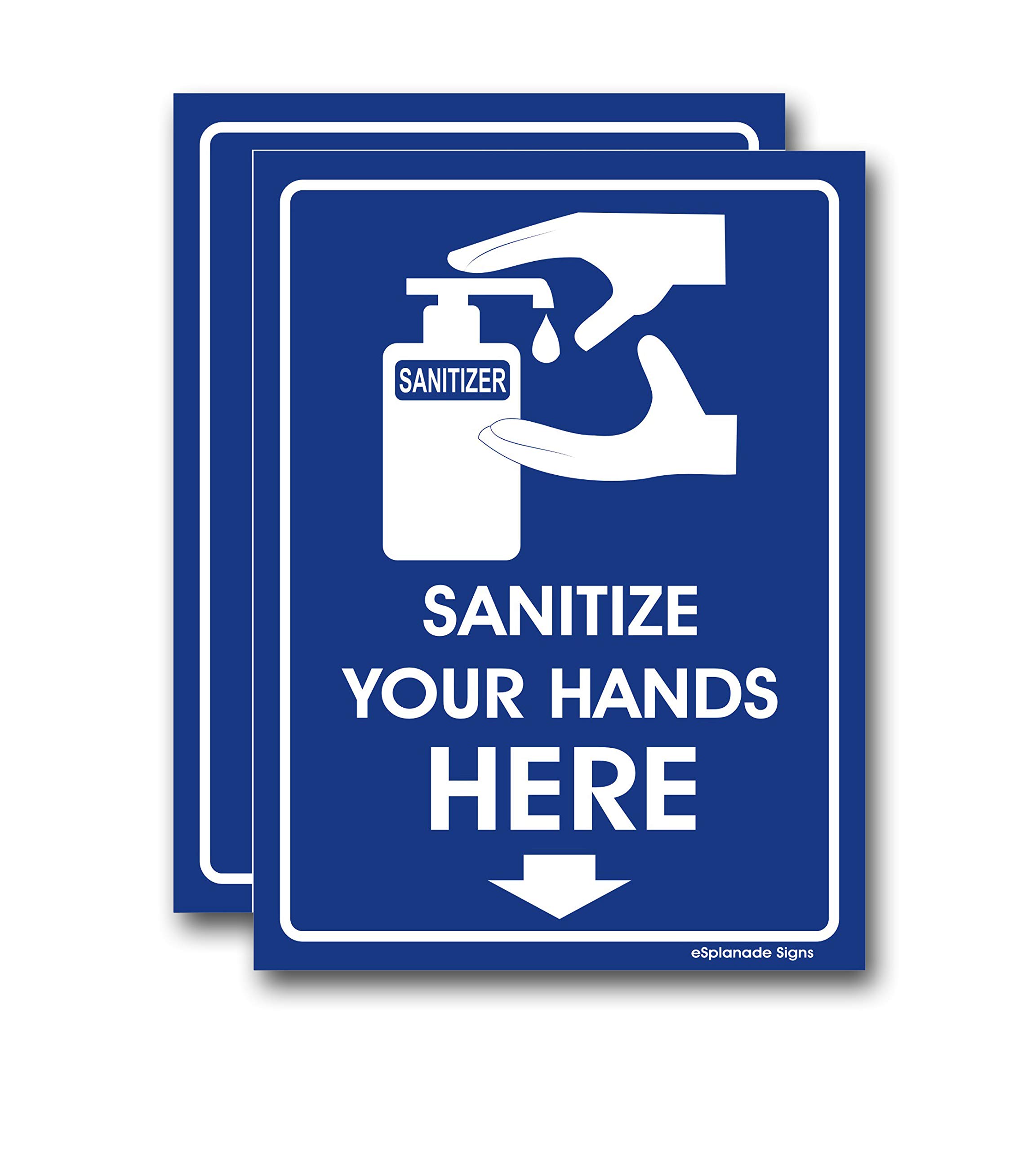 eSplanade Autocollant Sanitize Your Hands Here - Facile à installer - Résistant aux intempéries - Encre longue durée (20,3 x 15,2 cm)