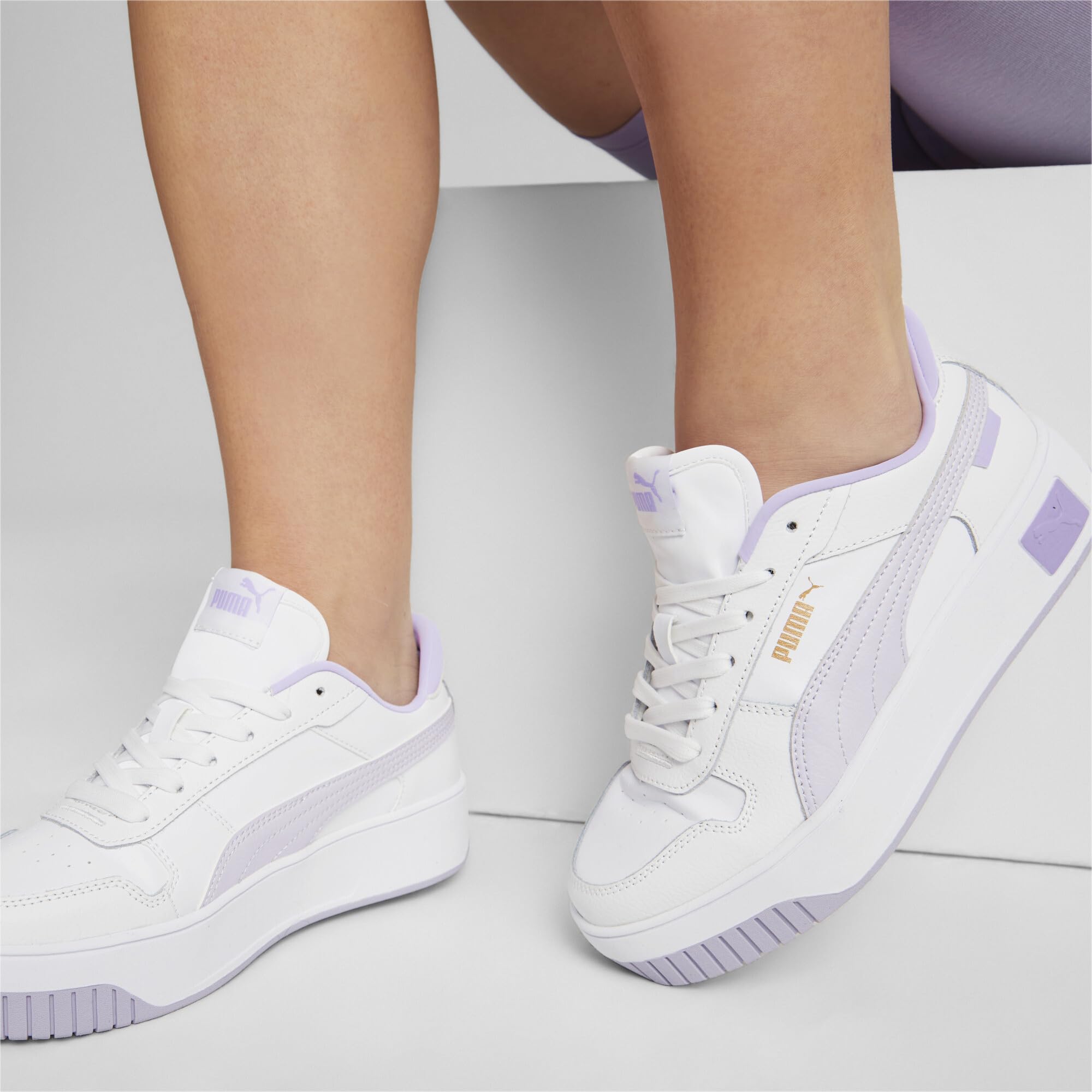 PUMA Damen Carina Street Sneaker, Black Rose Gold White Metallic, 42 EU