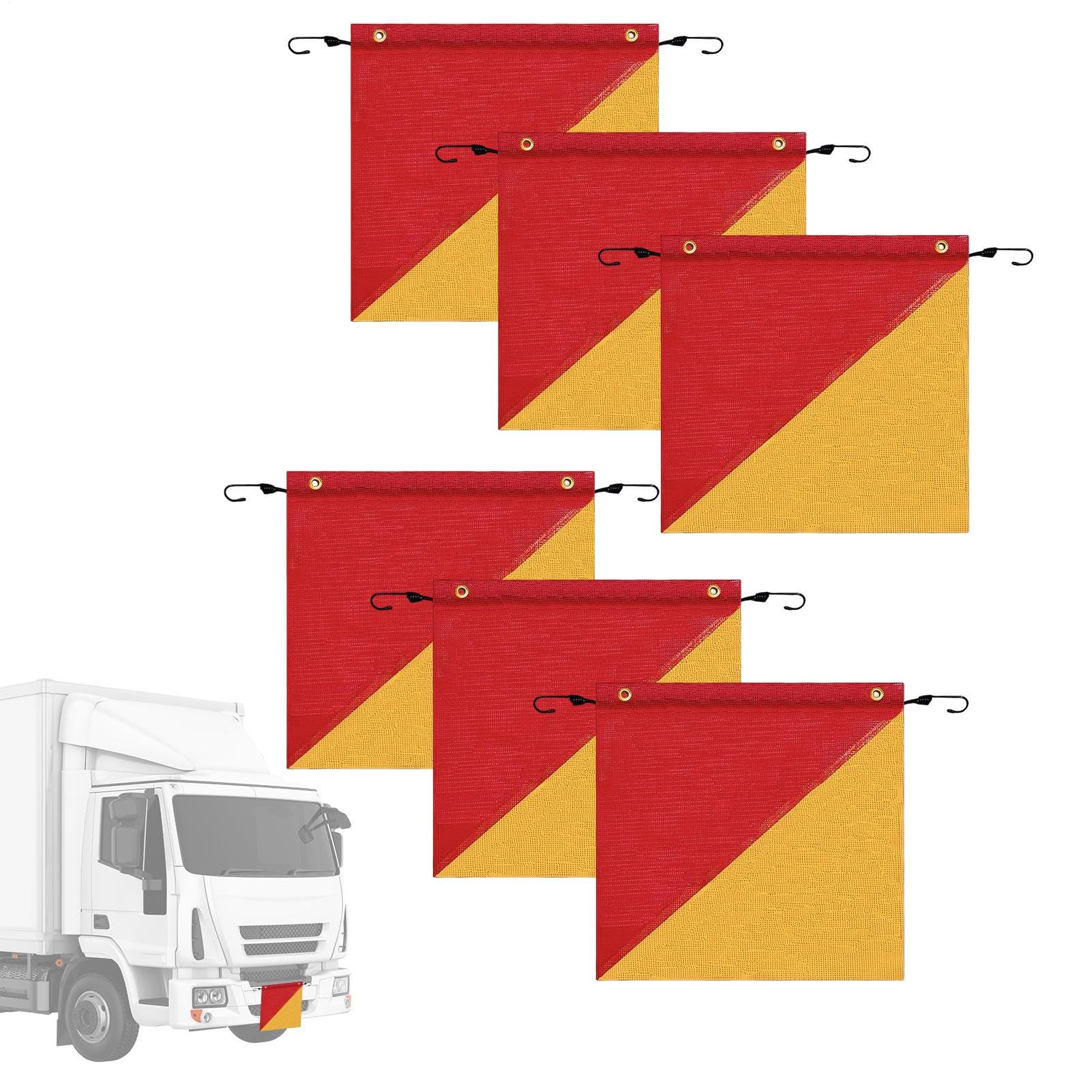 Bandera De Seguridad Cartel alta visibilidad 45,7 x 45,7 cm | 6 Banderas De Advertencia Con Cordón Elástico Para Camiones, Remolques, Vehículos, Construcción Y