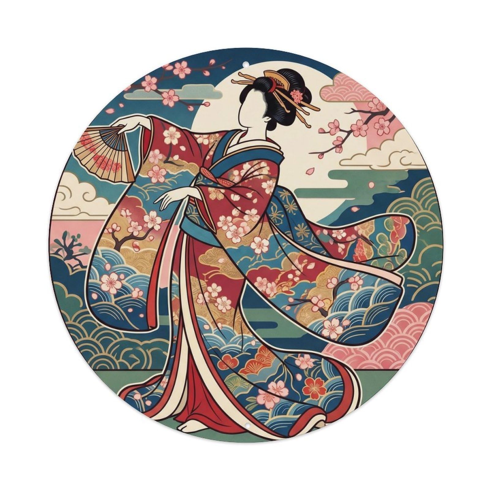 Fqnyr Style Metal Tin Sign Japanese Geisha Dancing Posture Graceful Enchanting