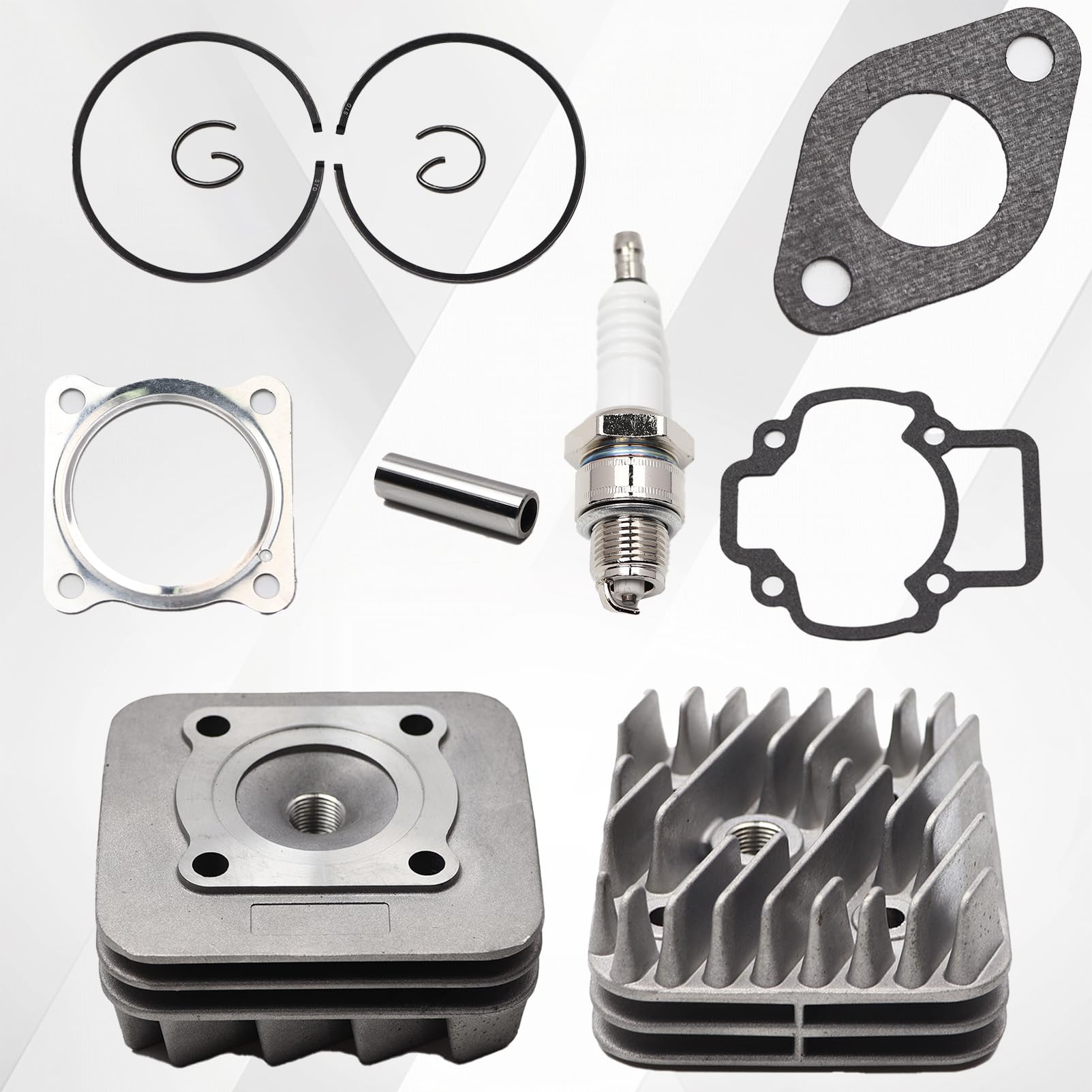 Kit Cilindro Gruppo termico DR Evolution 70cc D.48 Piggio AC ARIA SP.12 GHISA en fundición refrigerado por aire para motores Piggio Gilera 6 transferencias con escape elíptico y cabeza