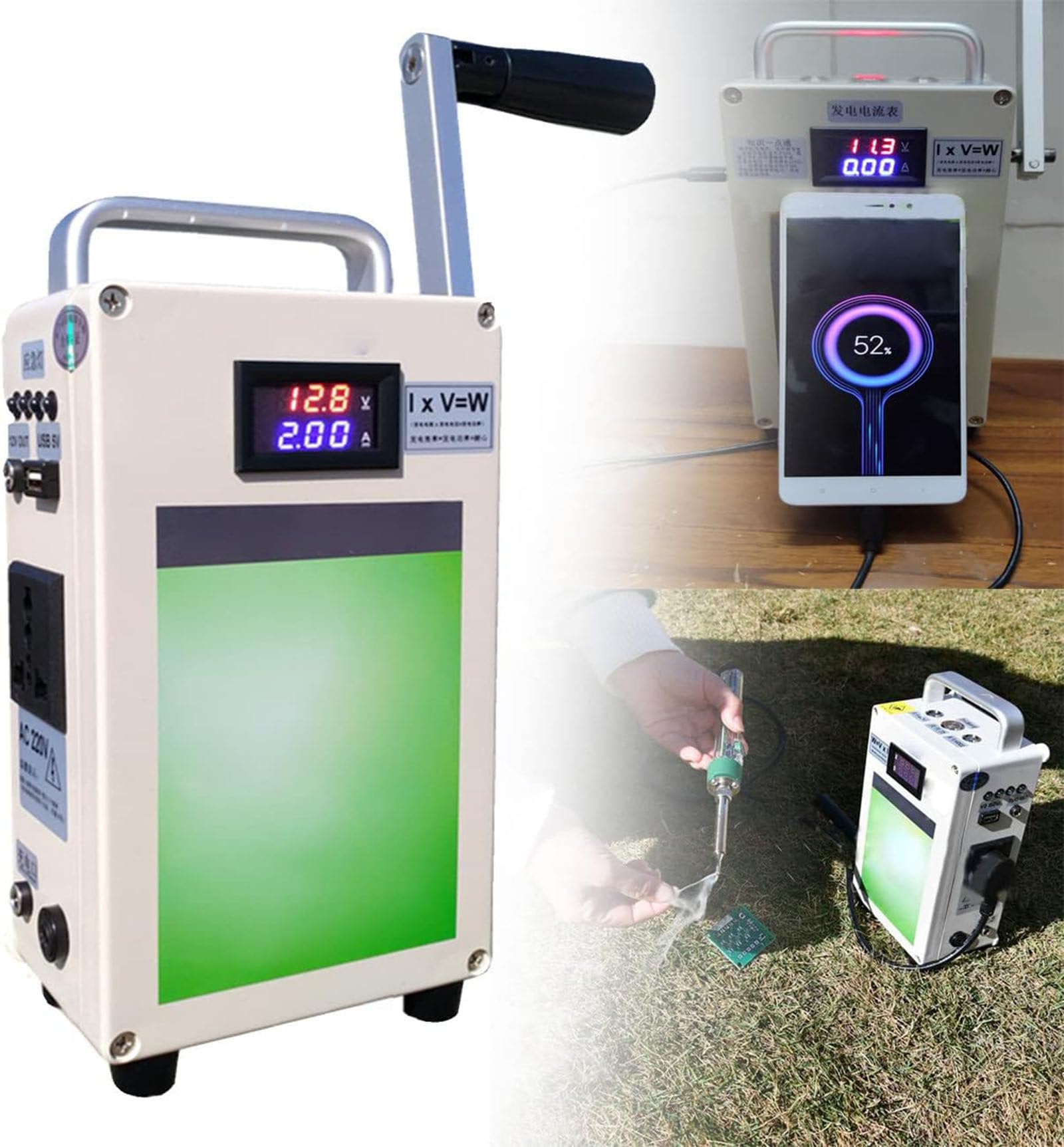 150w 220v Generatore a manovella da Stazione di Alimentazione Portatile con generatori di Alimentazione Mobile,con Usb/Ac220v/12v Presa, con Batteria