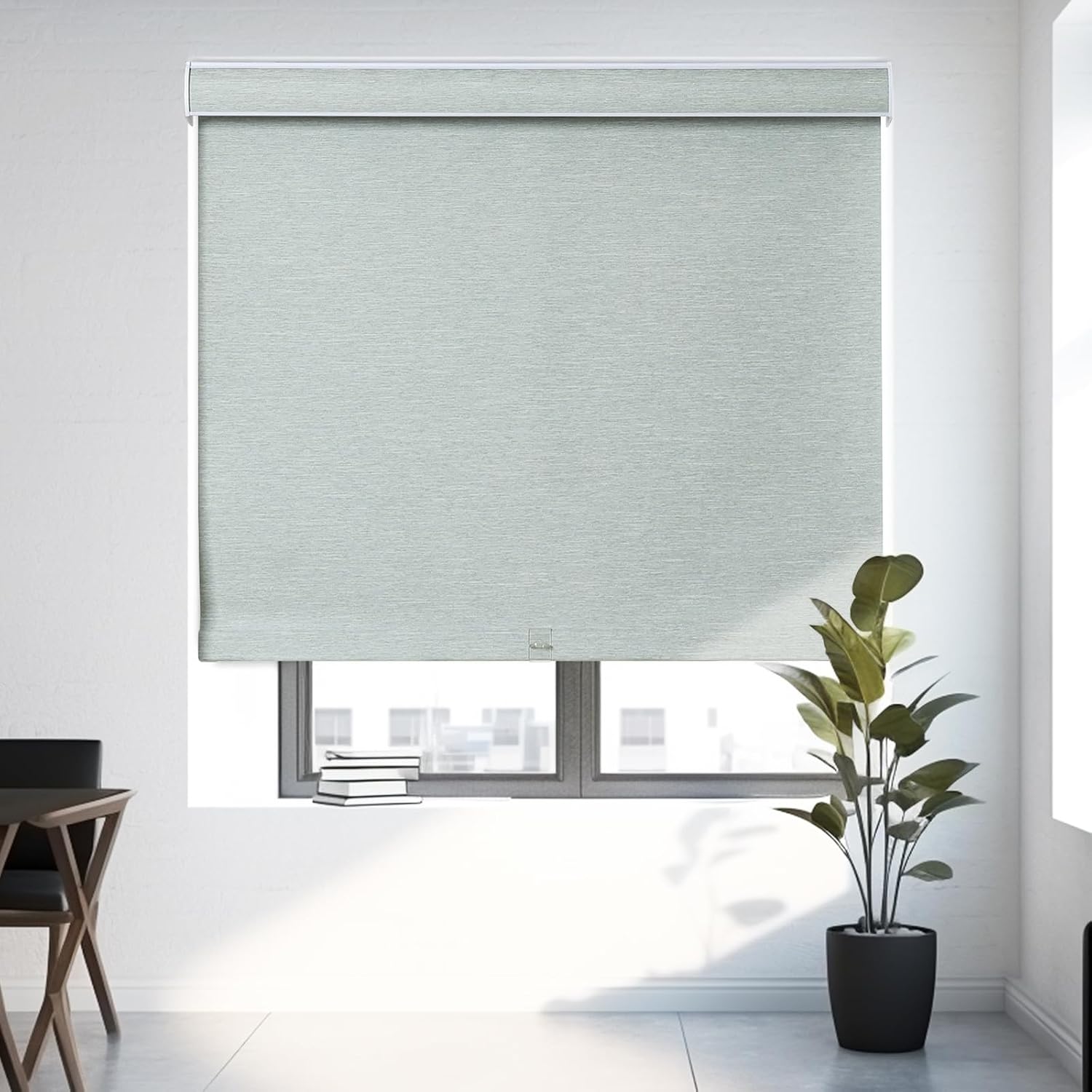 TWOPAGES Blackout Roller Shade for Windows Custom Size Cordless Blind Roller Up Window Shade Thermal Insulation Window Shade for Home Door Office, Boutique Gray