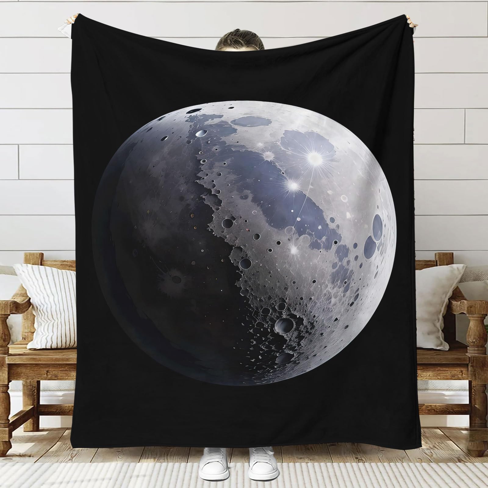 ZQBDFC Coperta in micro pile ultra morbida con tripla luna dea, adatta a divano, letto e divano per tutte le stagioni, leggera