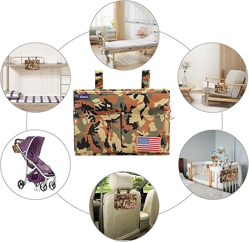 Miniatura 305 de Surblue - Organizador de cama colgante para mesita de noche, bolsa de almacenamiento, bolsillo para literas y camas de hospital, dormitorios Z-Zebra