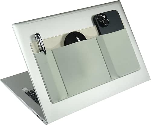 3-Pocket Organizer, mouse holder for laptop stick on – external