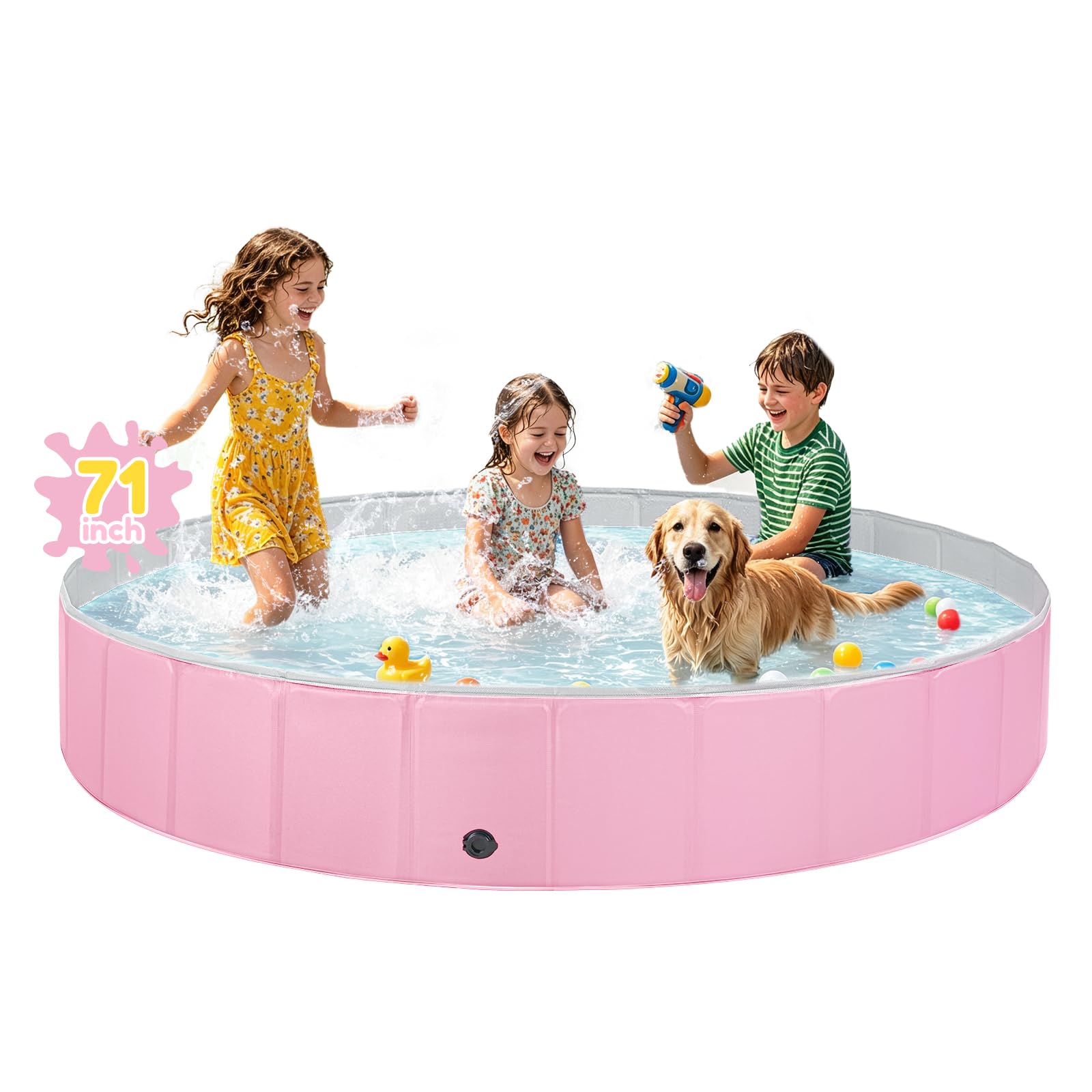 Jecoo Dog Pool for Large Dogs Kiddie Pool Hard Plastic Foldable Dog Bathing Tub Portable Outside Kids Swimming for Pets and Dogs Outdoor Backyard