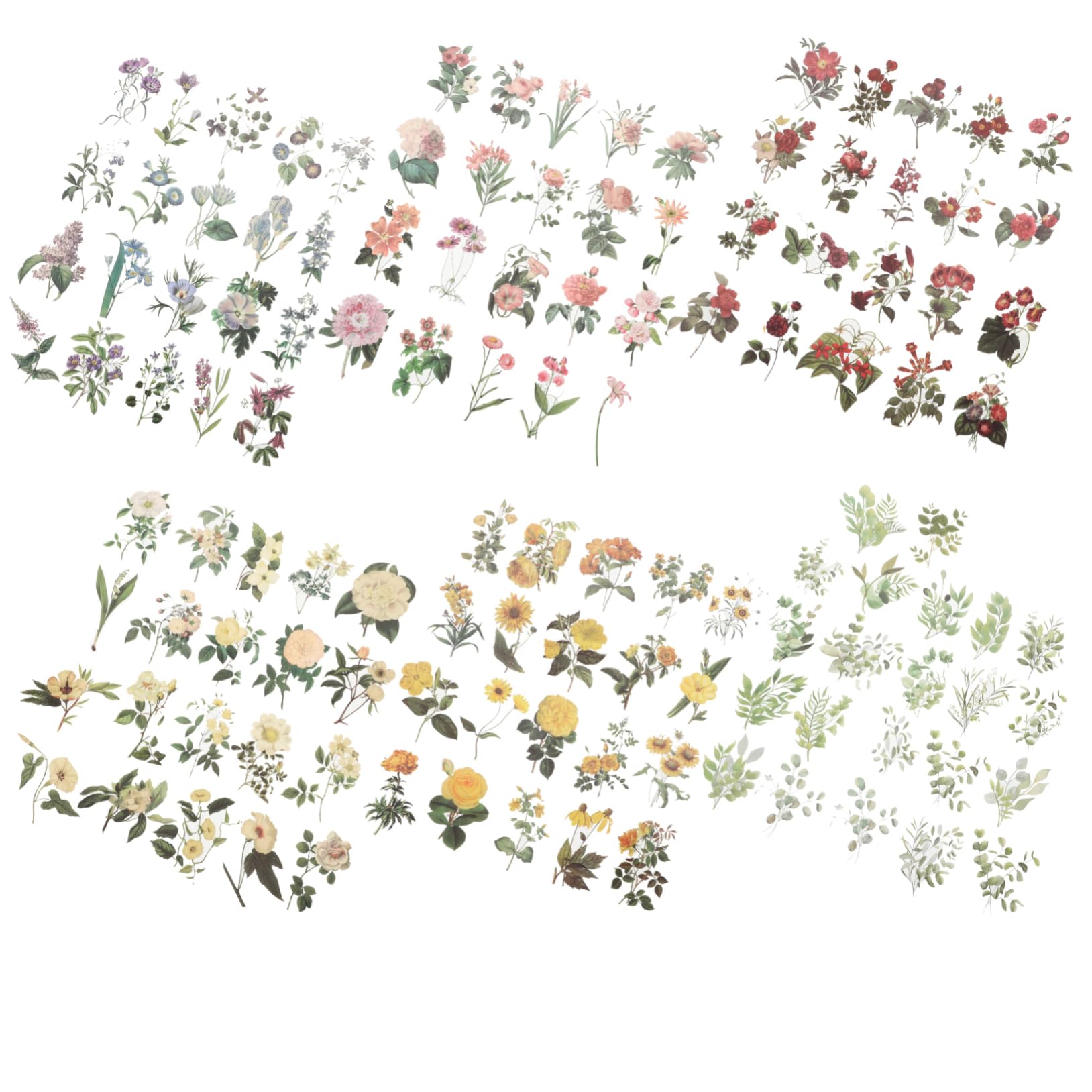 TEHAUX 24paquetes Pegatinas Decorativas De Plantas Para Scrapbooking Adornos Stickers Multiusos Para Álbumes y Manualidades