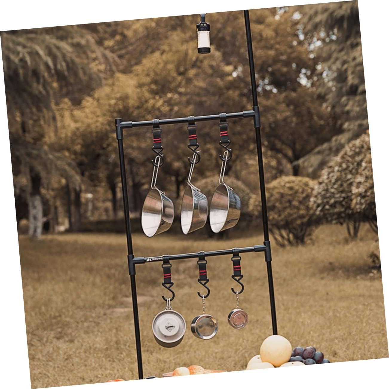 Sosoport 1set Aluminum Alloy Camping Light Rack Hanging Storage Lightweight Outdoor Multi-Purpose Organizer for BBQ and Picnics and Portable Two Design