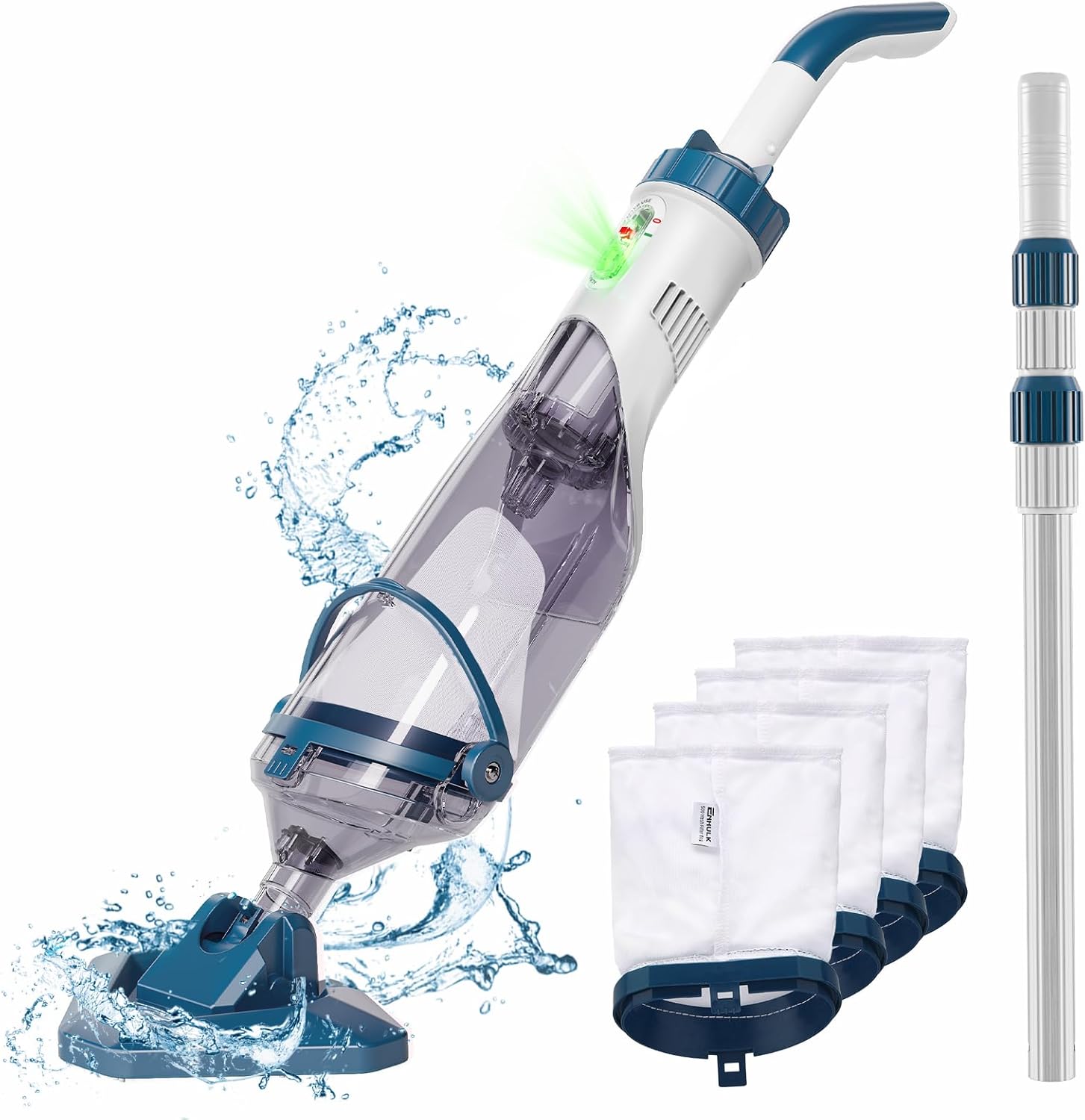 (2024 New Version) Pool Vacuum for above Ground Pool with a Telescopic Pole, Running time up to 1H, T403 Handheld Rechargeable Pool Cleaner with Powerful Suction up to 18.5 gallons/min