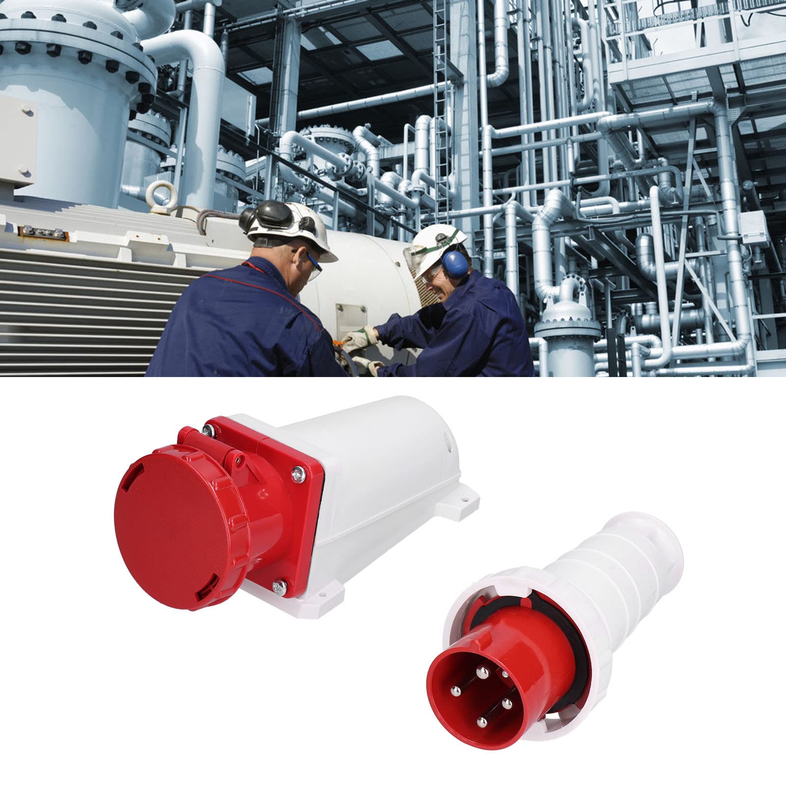 Zestaw złącza złącza gniazda przemysłowego 4 pin 3 faza IP67 63A 380–415V, Materiał ABS, Solid Mosiądz Poradnik [Przemysł,]