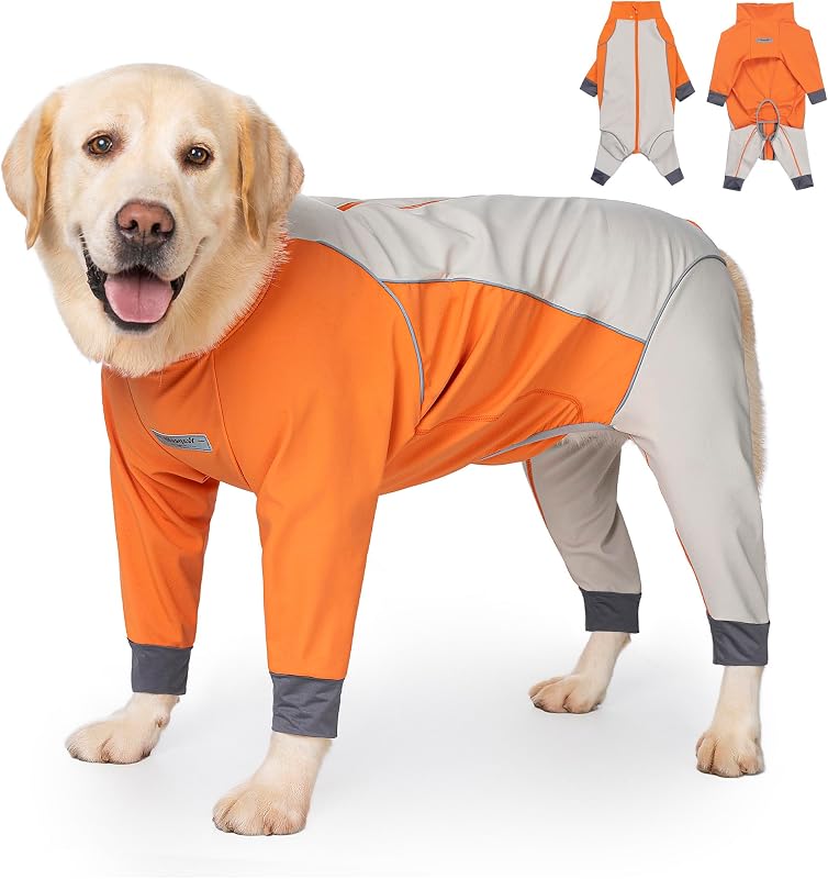 Casaco de Inverno para Cães com Corpo Inteiro, Impermeável, Forro de Fleece e Faixas Refletivas Yeapeeto Laranja 4XL (22,68–31,75 kg)
