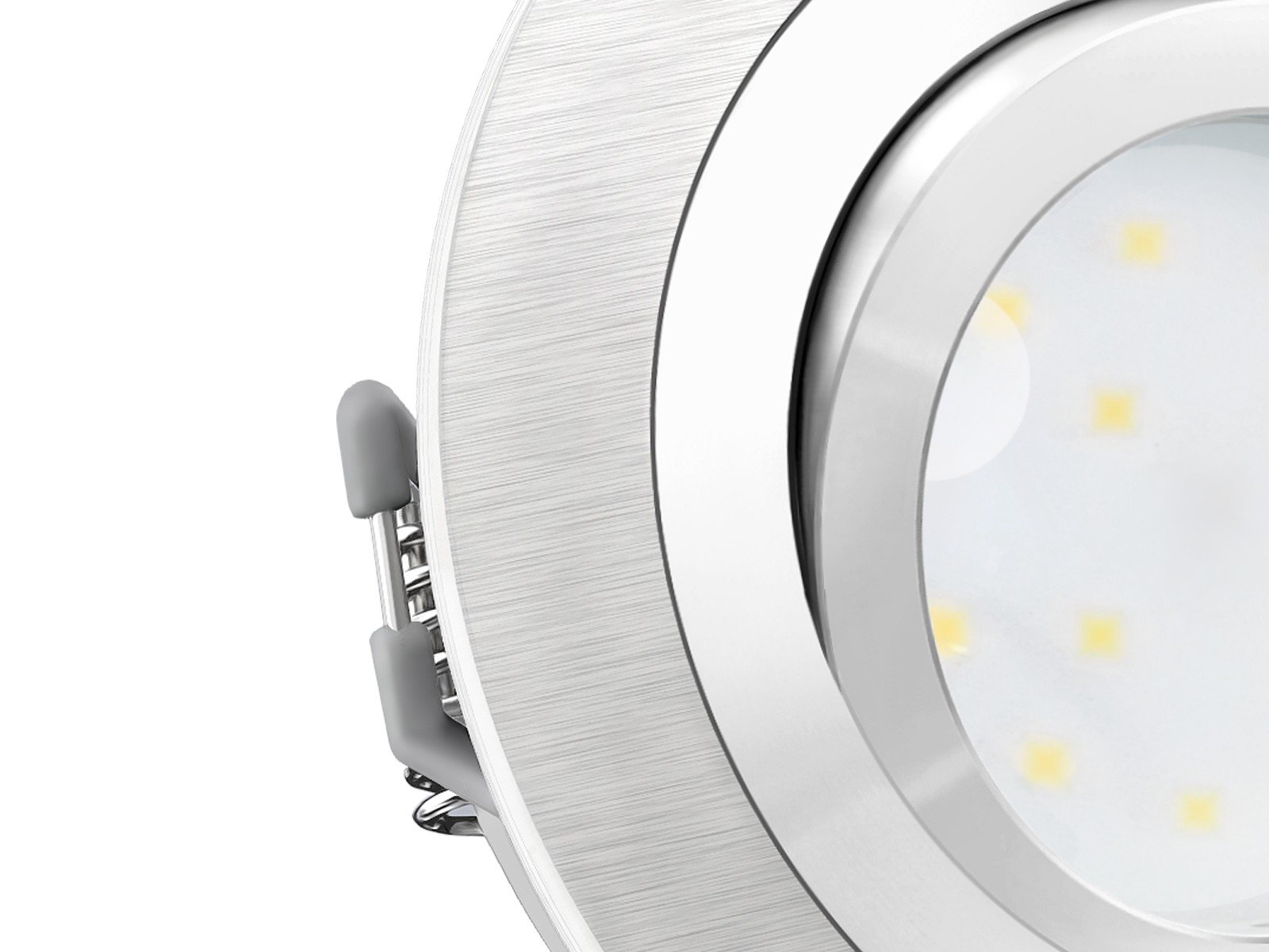 SSC-LUXon RF-2 6er Set LED Einbaustrahler dimmbar flach 30mm - 3 Lichtfarben einstellbar - schwenkbar Alu gebürstet 230V 6W