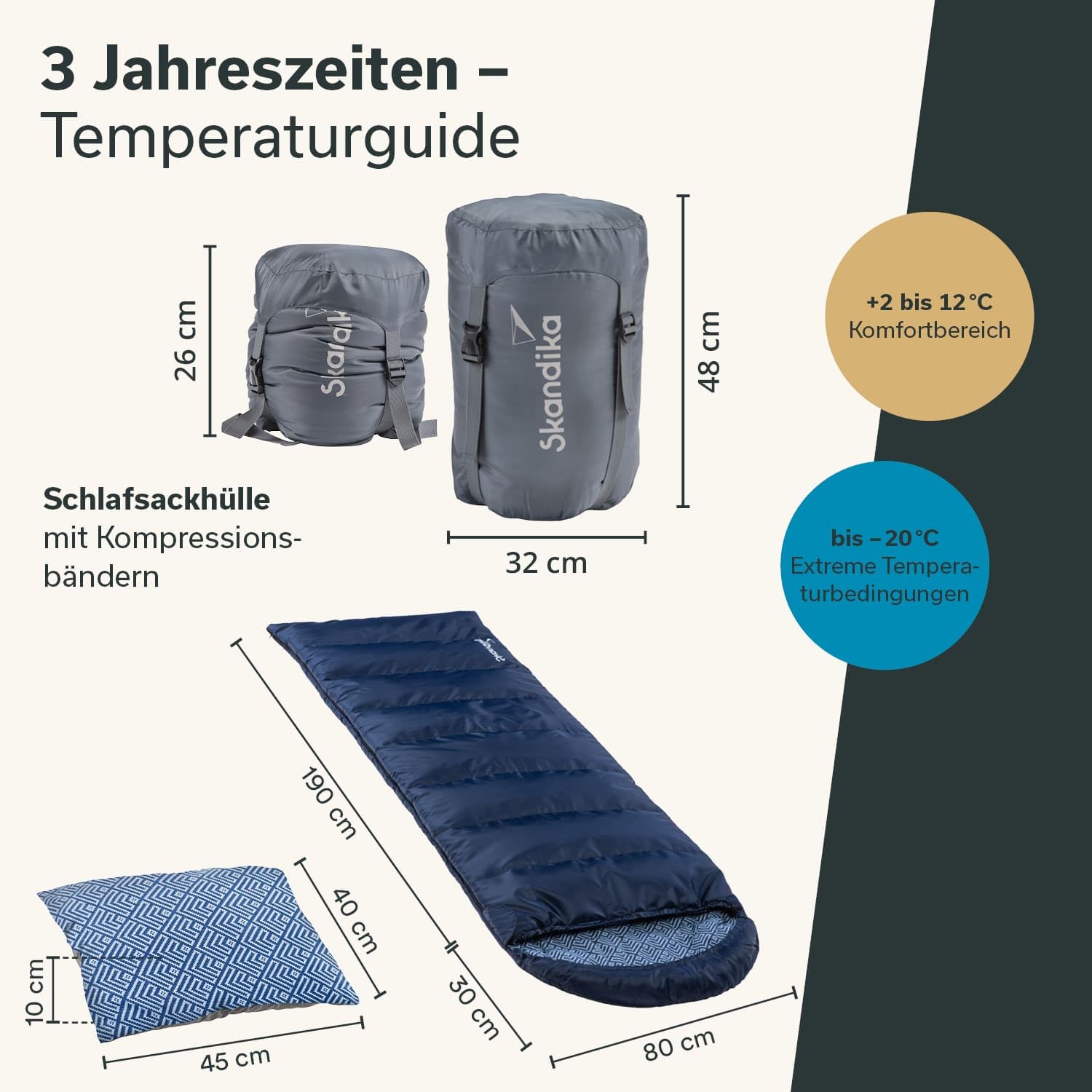 Skandika Dundee śpiwór koc, luksusowa jakość, podszewka z bawełny/flaneli, do -20°C, 220 x 80 cm, możliwość łączenia z poduszkami, na kemping, wędrówki