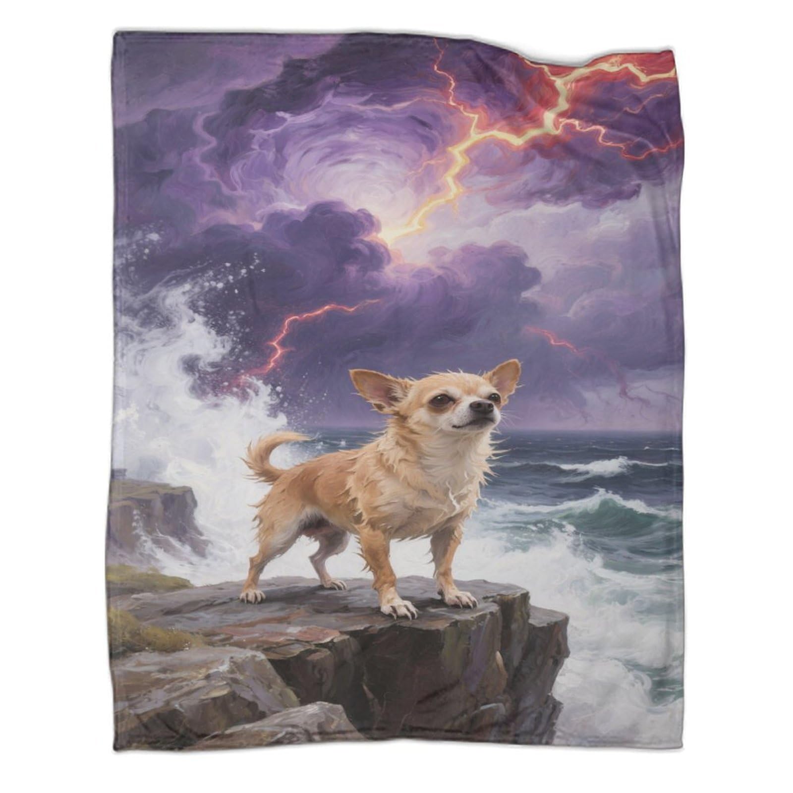 YYVKPMLXC Chihuahua Dog Bed Blanket 3D Printed Ocean View Flannel Throws Blankets Lightweight Cosy for Sofa, Couch, Bed 60x80inch(150x200cm)