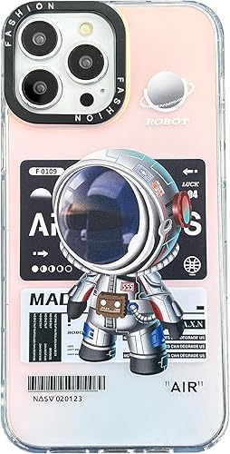 Yonds Queen Compatible con iPhone 15, diseño elegante de caricaturas de astronauta espacial, luna y marte con purpurina láser, elegante funda