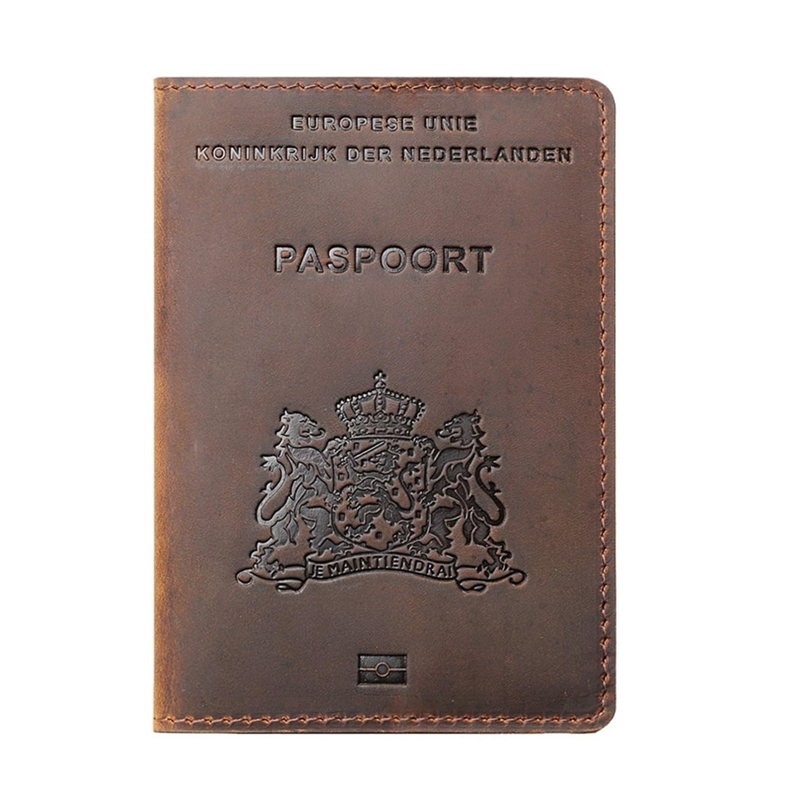 1 custodia for passaporto: portafoglio da viaggio in pelle con scomparti for carte di credito(Brown)