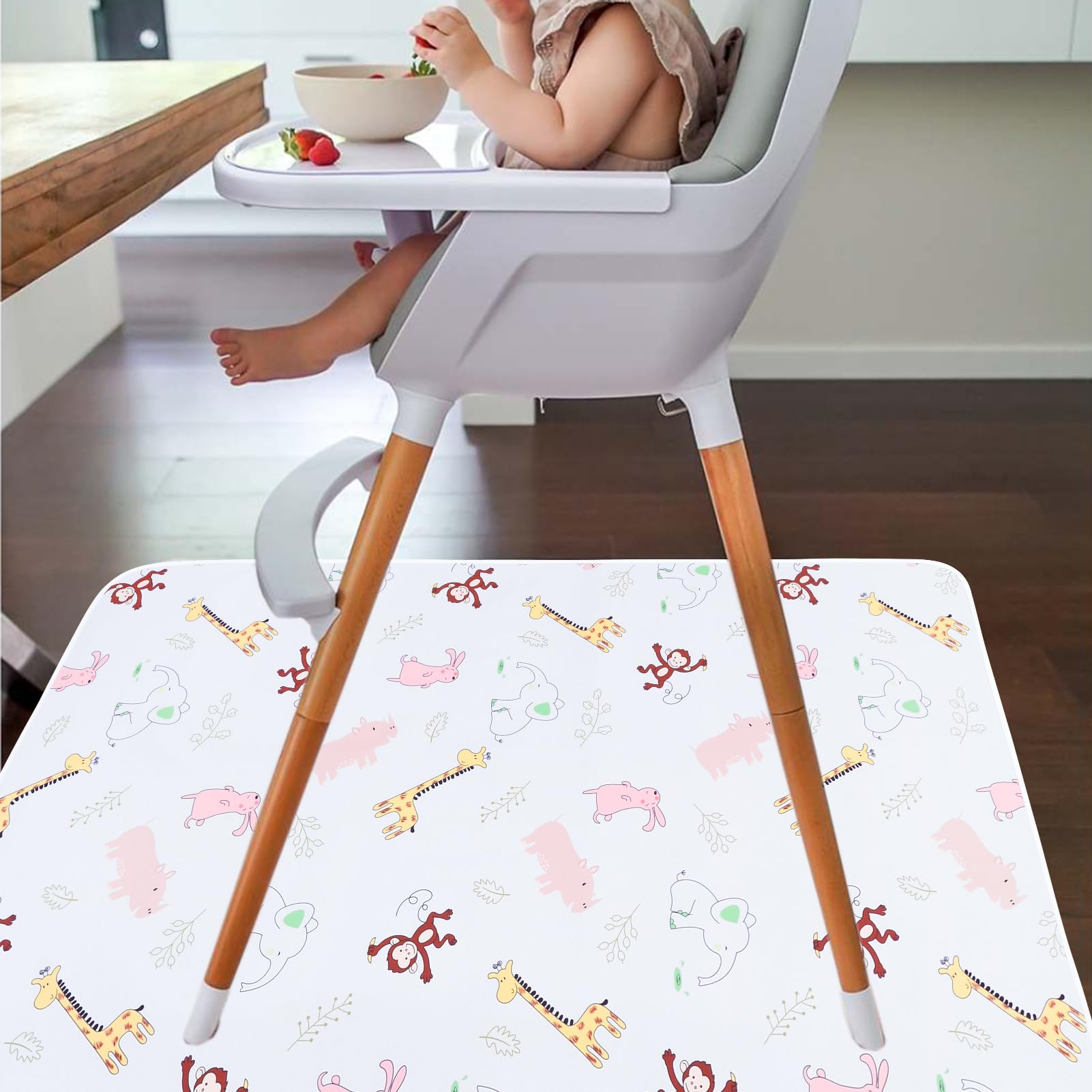 Tapis De Sol Pour Chaise Haute Bébé | Lot De 2 | Antidérapant Et Facile à Nettoyer