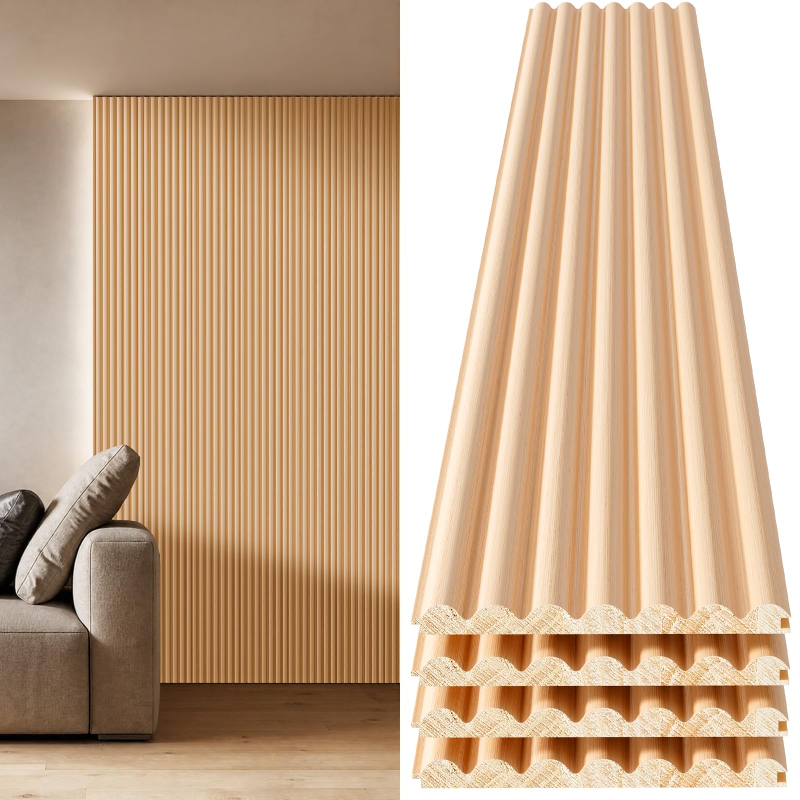 Photo 1 of INMOZATA Slat Wood Wall Panels, Beaded Oak