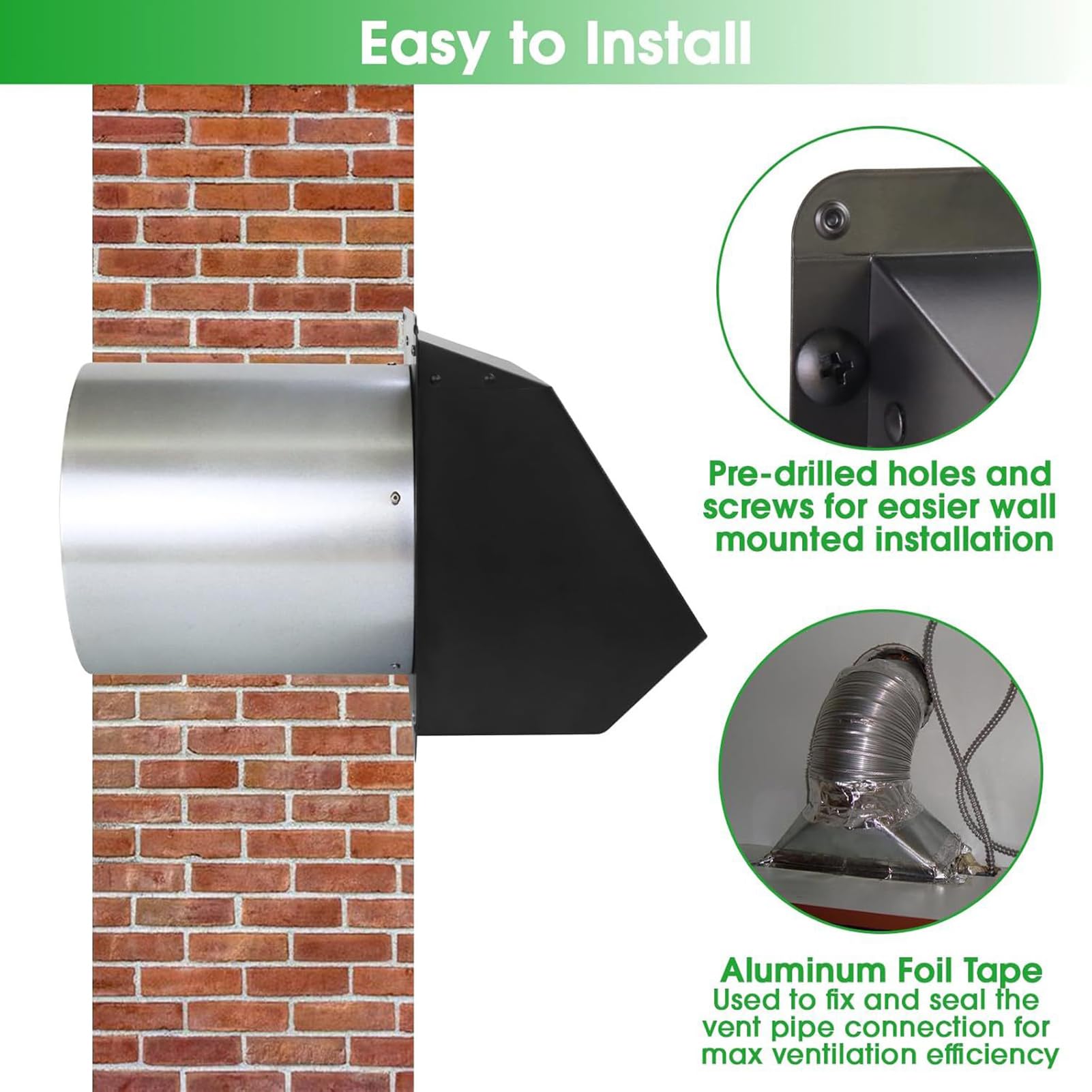 Cubierta para salida de aire secadora exterior – de desagüe metálicas | para piezas para en lavandería, dormitorio, garaje, fundación, cocina, salón, exterior