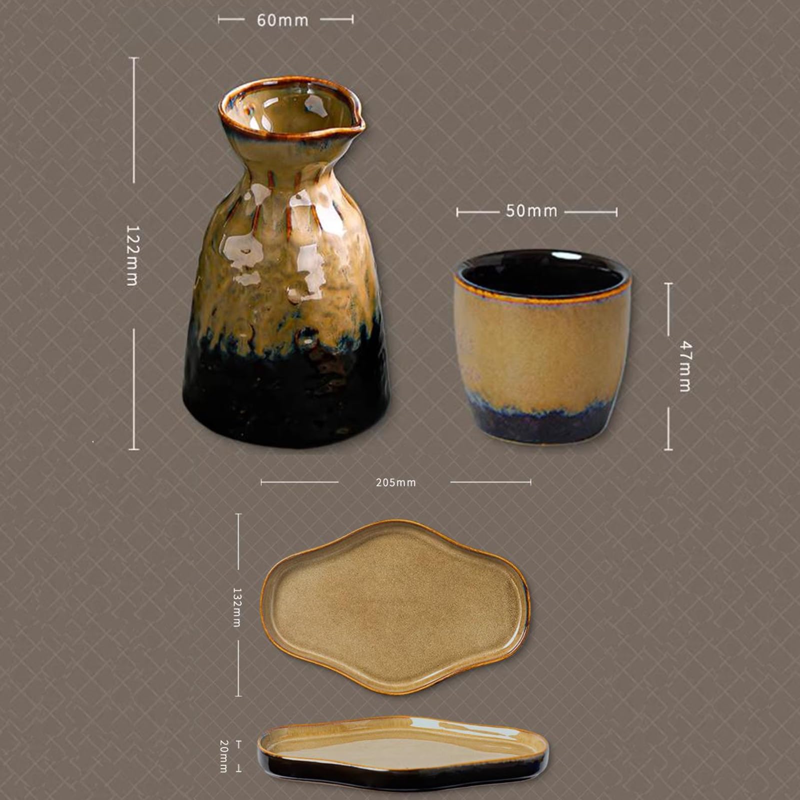 Ensemble à saké – Pichet en céramique et tasses de service traditionnelles en porcelaine pour la maison et le salon de thé, idéal pour le saké et le vin