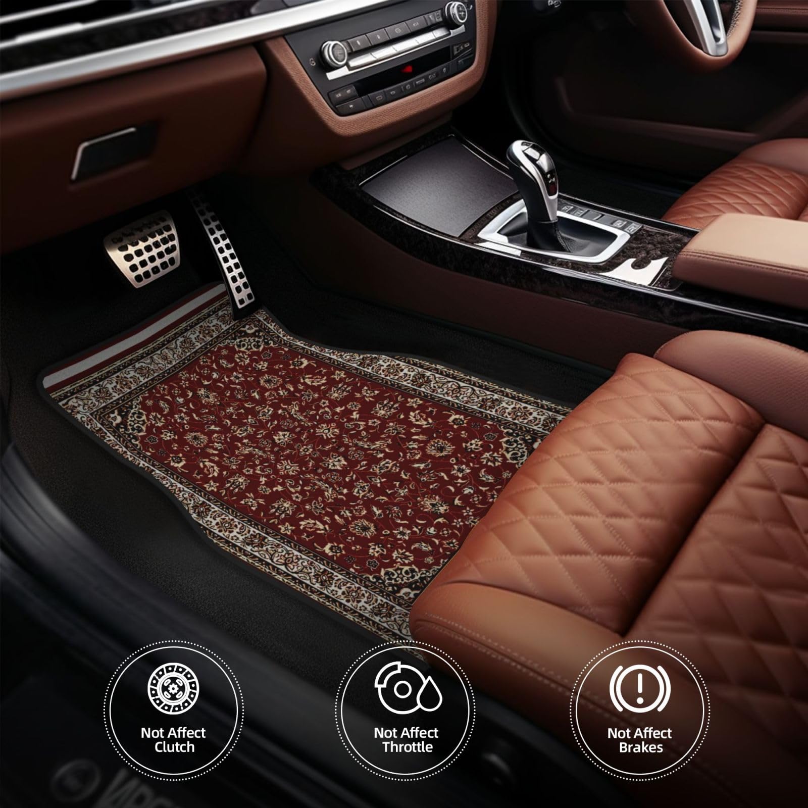 SHANGYINGJI Rust Red Oriental Rug 4 Pieces Car Floor Mats Car Carpets Full Sets Universal Fit for SUV — view 4