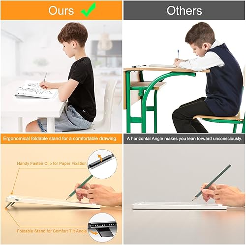 Miniatura 6 de Honesorn Almohadilla de luz de trazado de copia A4 con puerto tipo C, tablero de luz ultrafino de pintura de diamante, mesa de luz LED para