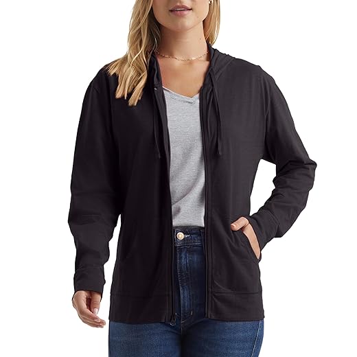 Hanes Women’s Slub Knit Full-Zip Hoodie, Textured Cotton Zip-Up T-Shirt Hoodie for Women