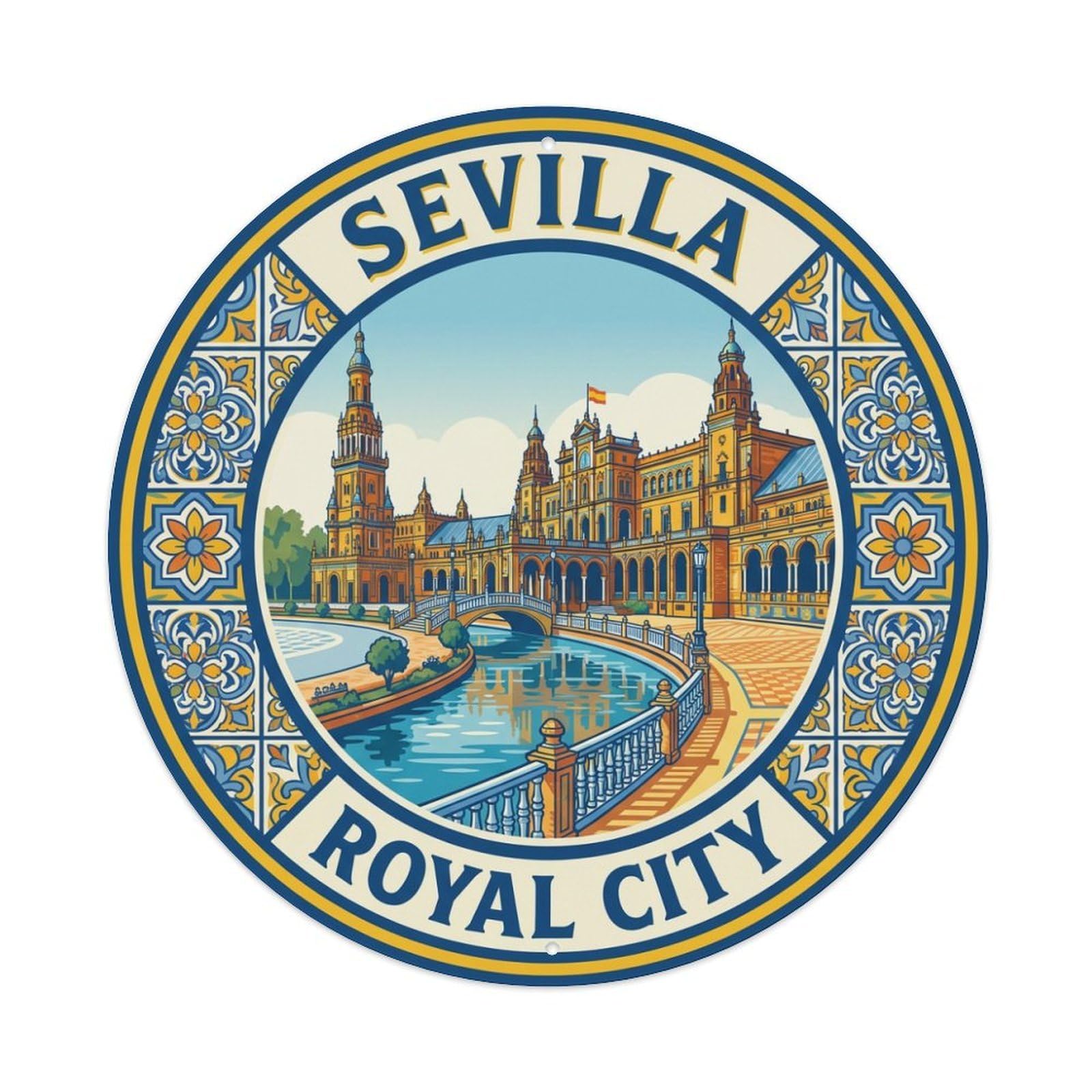 Metal Tin Sign Spain Seville Vintage Travel