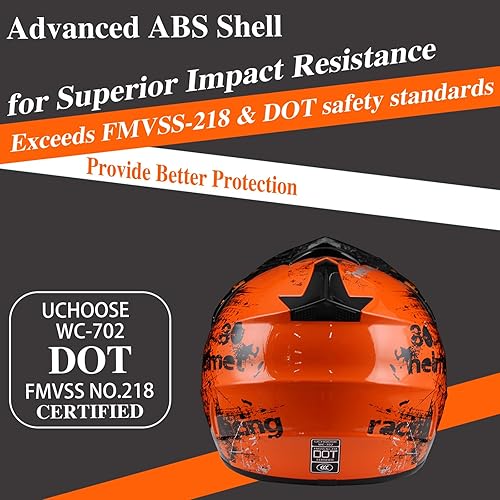 Miniatura 4 de Uchoose Youth Dirt Bike Helmet DOT Approved Dirtbike Helmets for Kids ATV Helmets with Goggles, Gloves & Mask, for Dirt Bike, ATV, BMX Off-Road