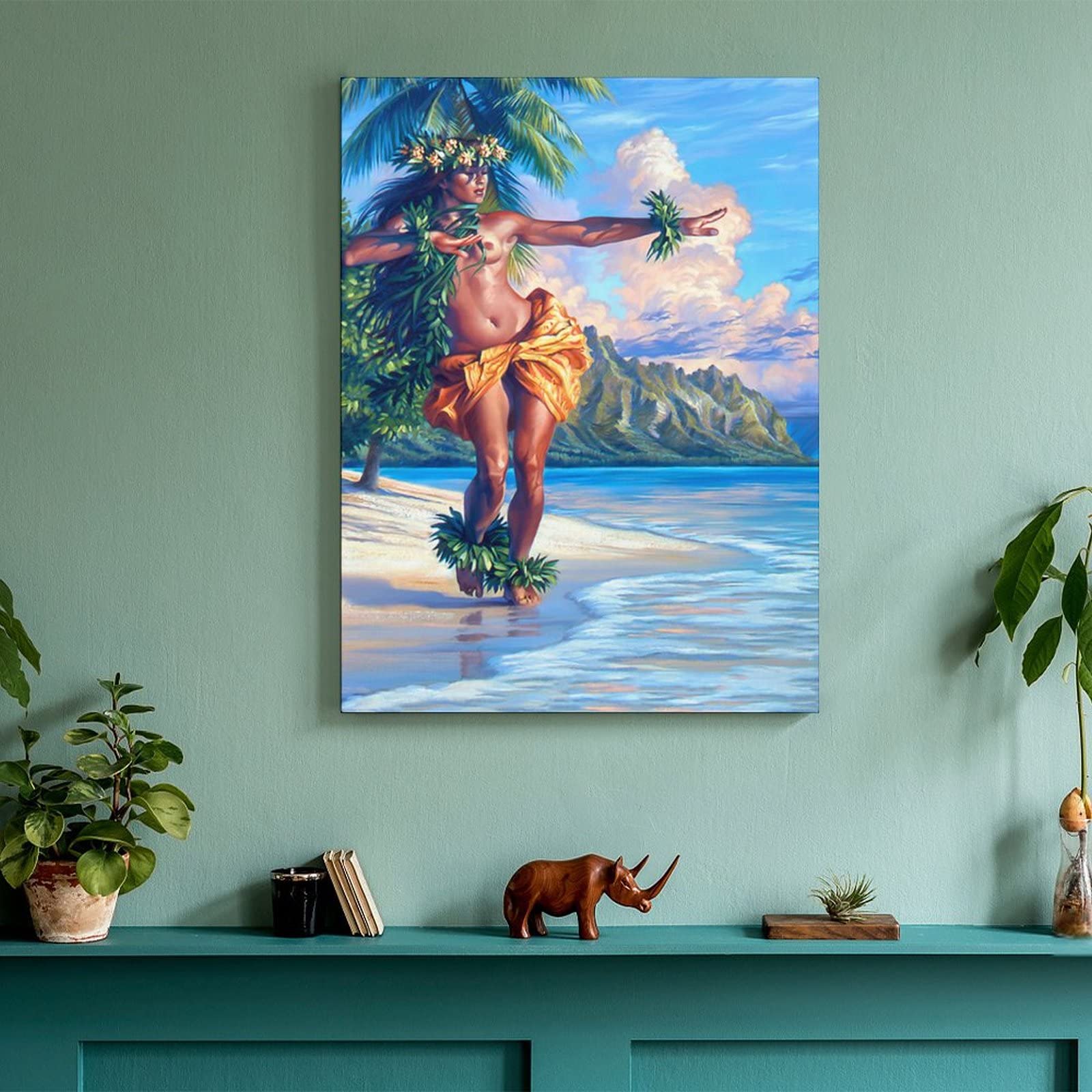 Arte de parede vintage Hula Girl Beautiful Hawaiian Girl Poster