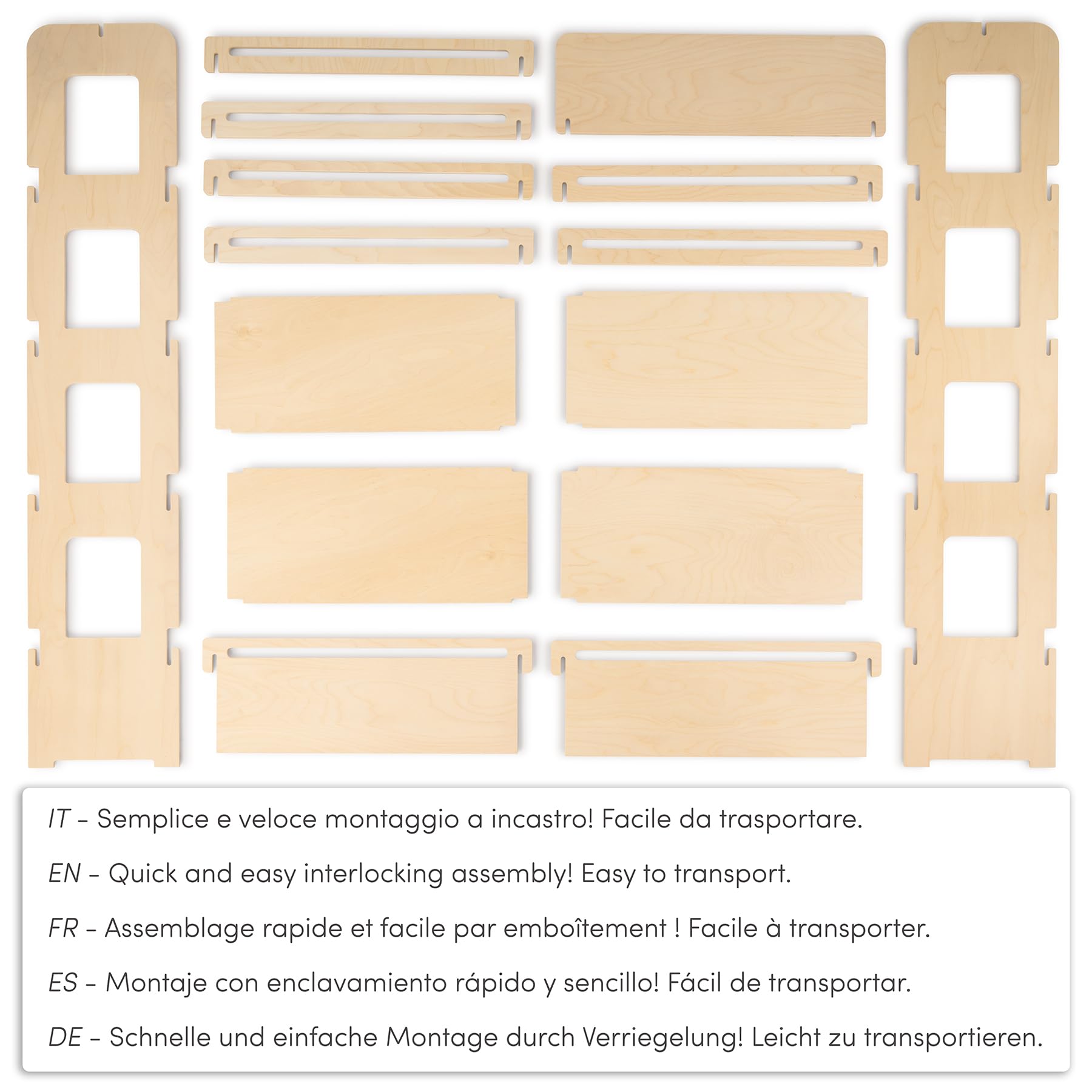 Expositor de Suelo, de Madera, fácil Montaje a presión, 4 estantes, Natural y sostenible, Altura 163 cm (Anchura 66 cm)