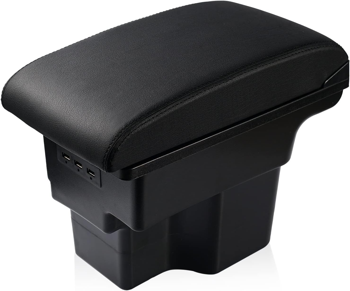 for Car Armrest Box 2014-2018 2019 Kia Soul Storage Center Console Double Layer 3 USB Ports Armrest Organizer Box (All Black)