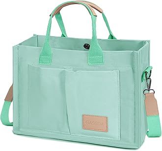 Canvas Tote Bag for Women Crossbody Work Laptop Purse with Pockets Top Handle Handbag for Travel Nurse Teacher