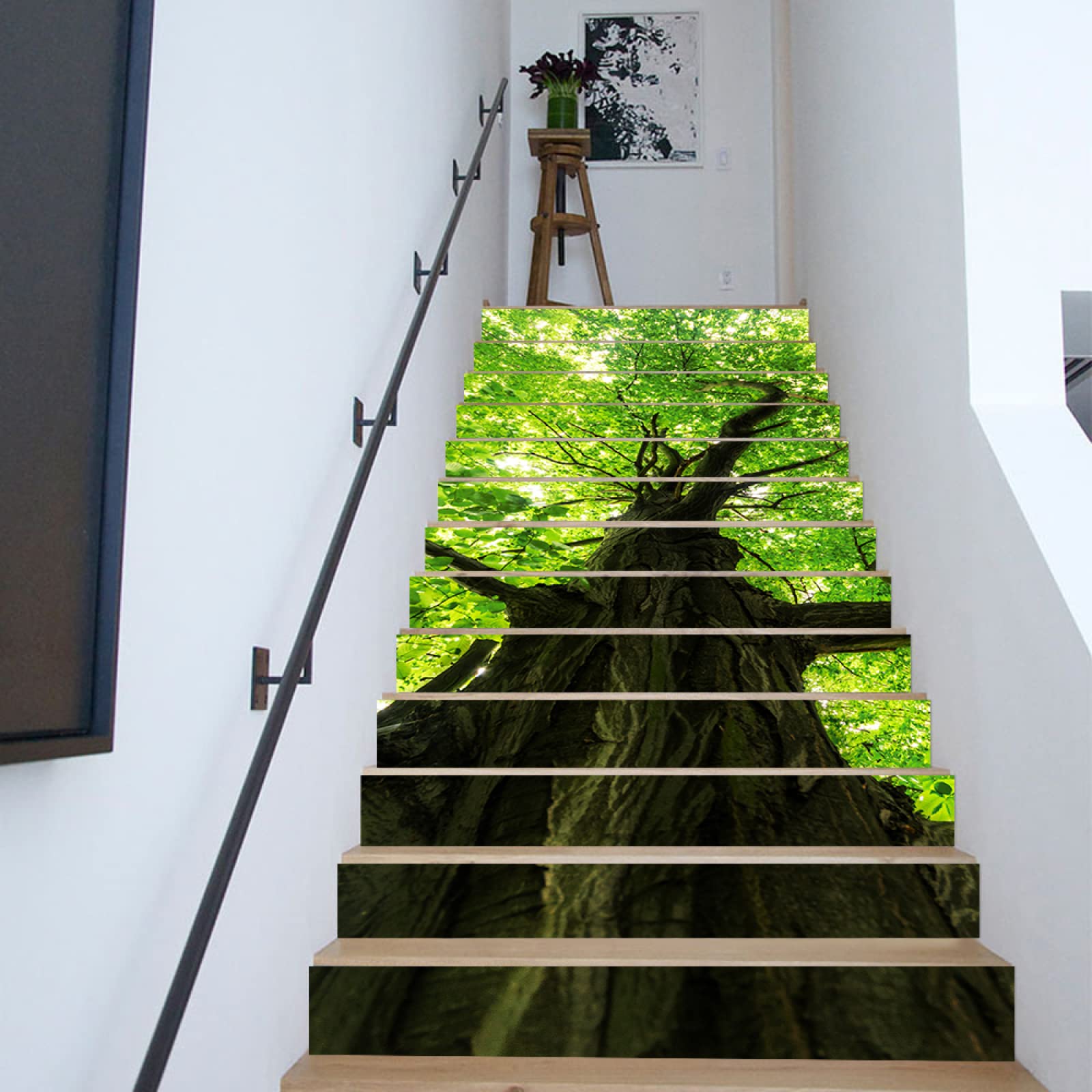 Naklejki na płytki zielone liście drzewa, olejoodporne naklejki na płytki kuchenne, odklej i przyklej, płytki łazienkowe, winylowe, pogrubione, samoprzylepne płytki podłogowe, transfery, usuwalne 18 x