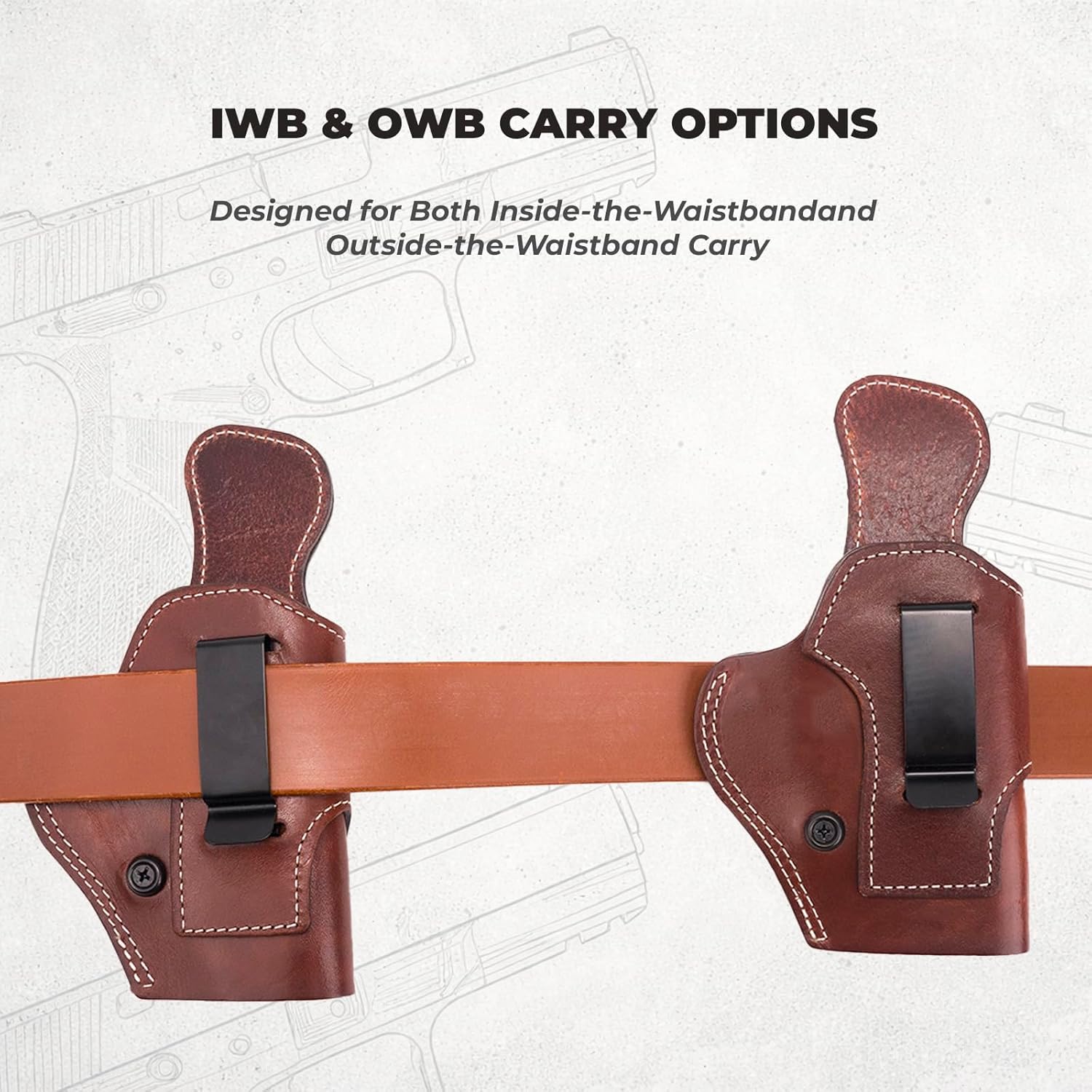 Glock 19 Holster IWB OWB Leather Fits Glock 17 19 19X 45 22 23 Gen 3 4 5 Convertible Concealed Carry Glock Holster