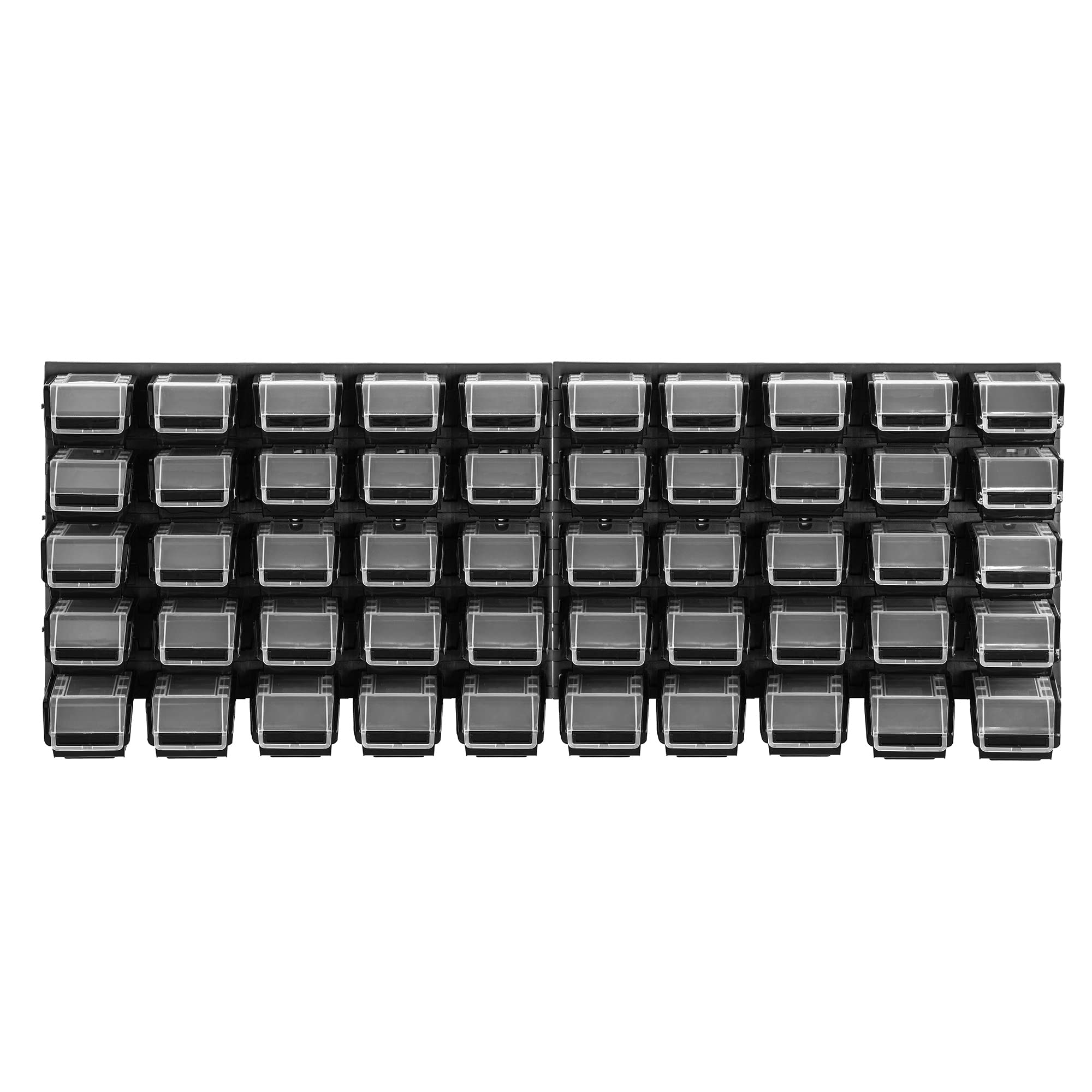 KADAX Lot de 50 Étagère d'atelier, 116 x 39 cm, en Plastique Robuste, système de Stockage résistant aux UV, plaques murales Extensibles, Atelier ou Jardin (Noir), K7708