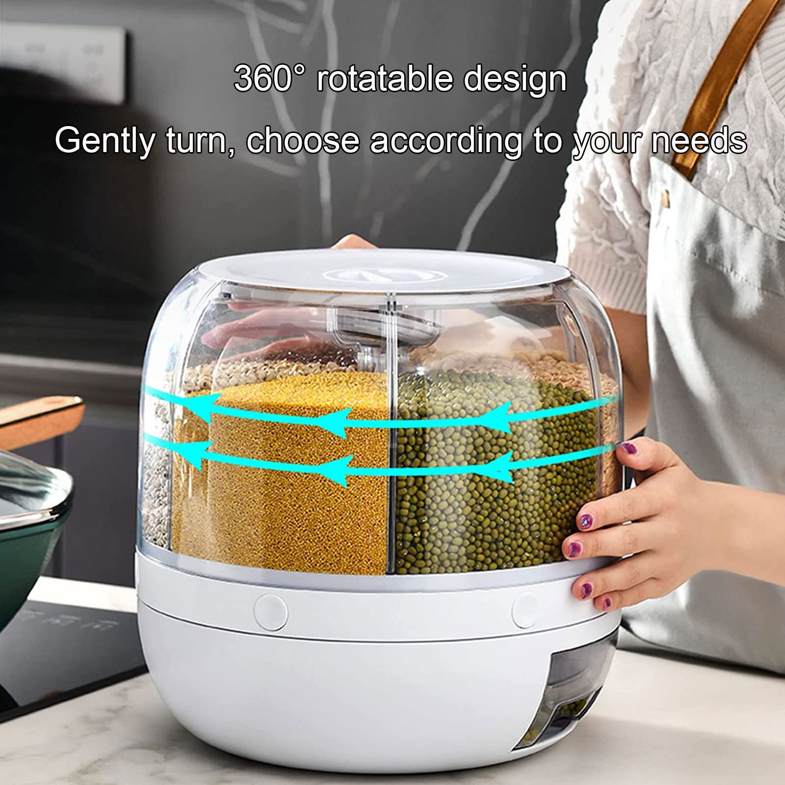 Dispenser Cereali Da 10 Kg - Contenitore Hermetico Con Misurino, Per Cucina - Foto 5