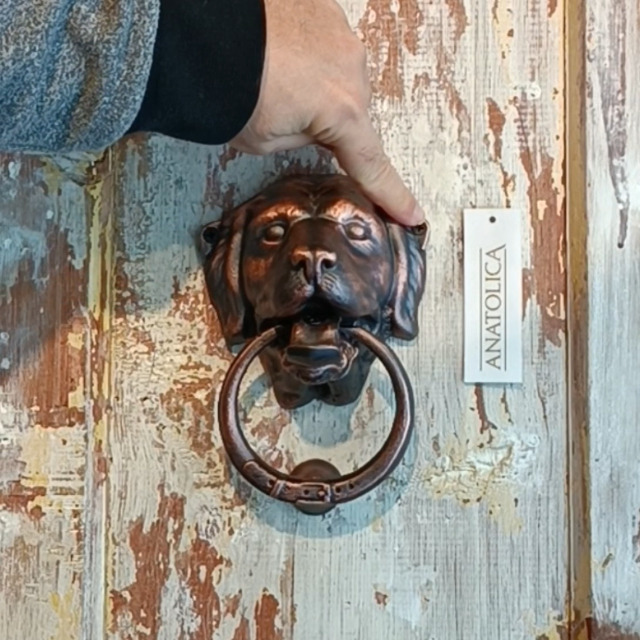 Anatolica Dog Door Knocker, Solid Brass, 6.7 inches, Labrador