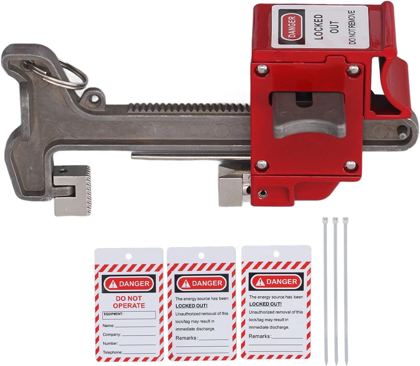 Ball Valve Lockout Device Metal Structure Ball Valve Security Lock with Hanging Tags and Cable Ties for DN8-DN100 Pipe Diameter