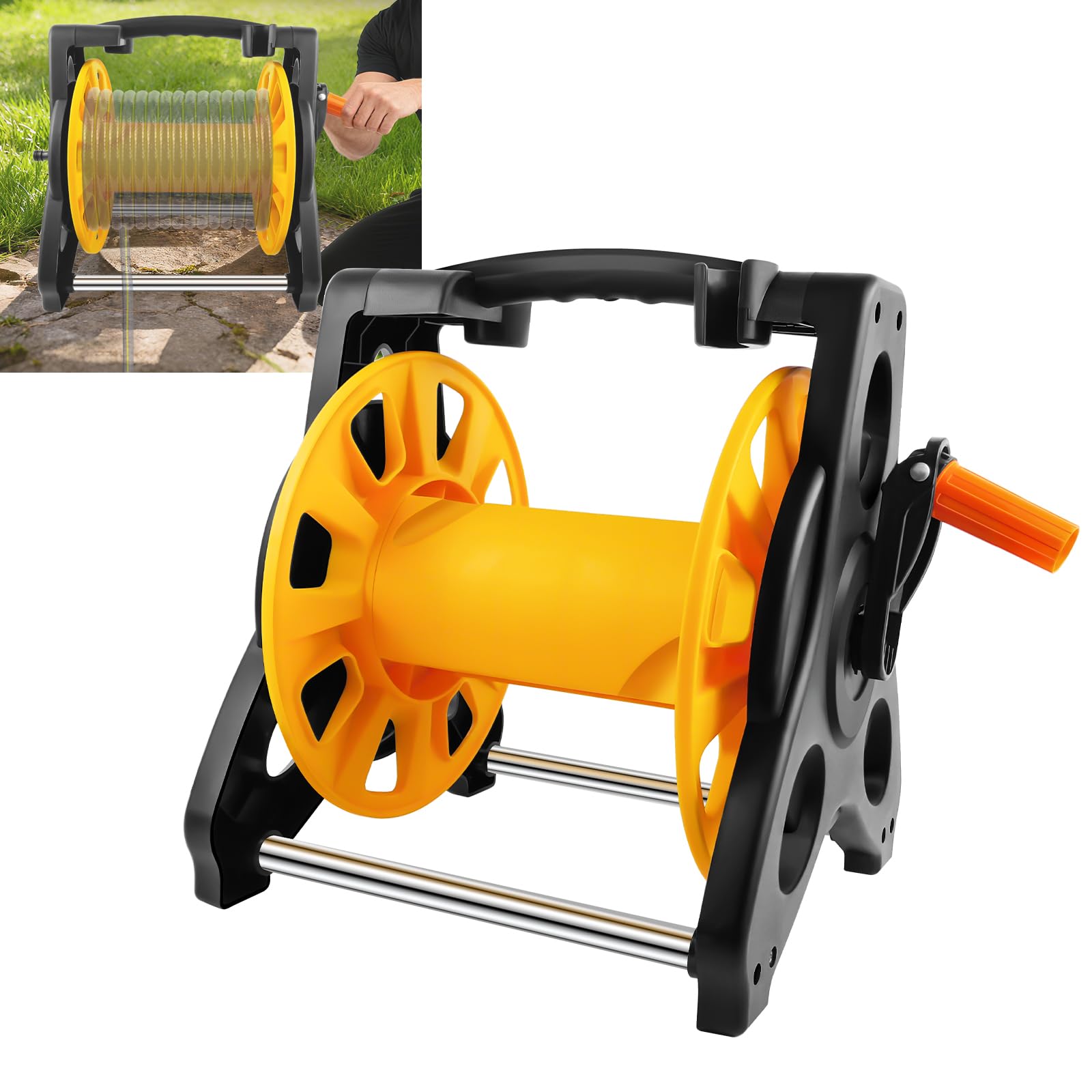 Hose Reel Without Hose | Lightweight & Portable | Rust Resistant | Easy to Assemble | Holds Up to 45m | Free Standing Hose Reels for Home Patio Deck Yard Garden Driveway Stable Hose Guide
