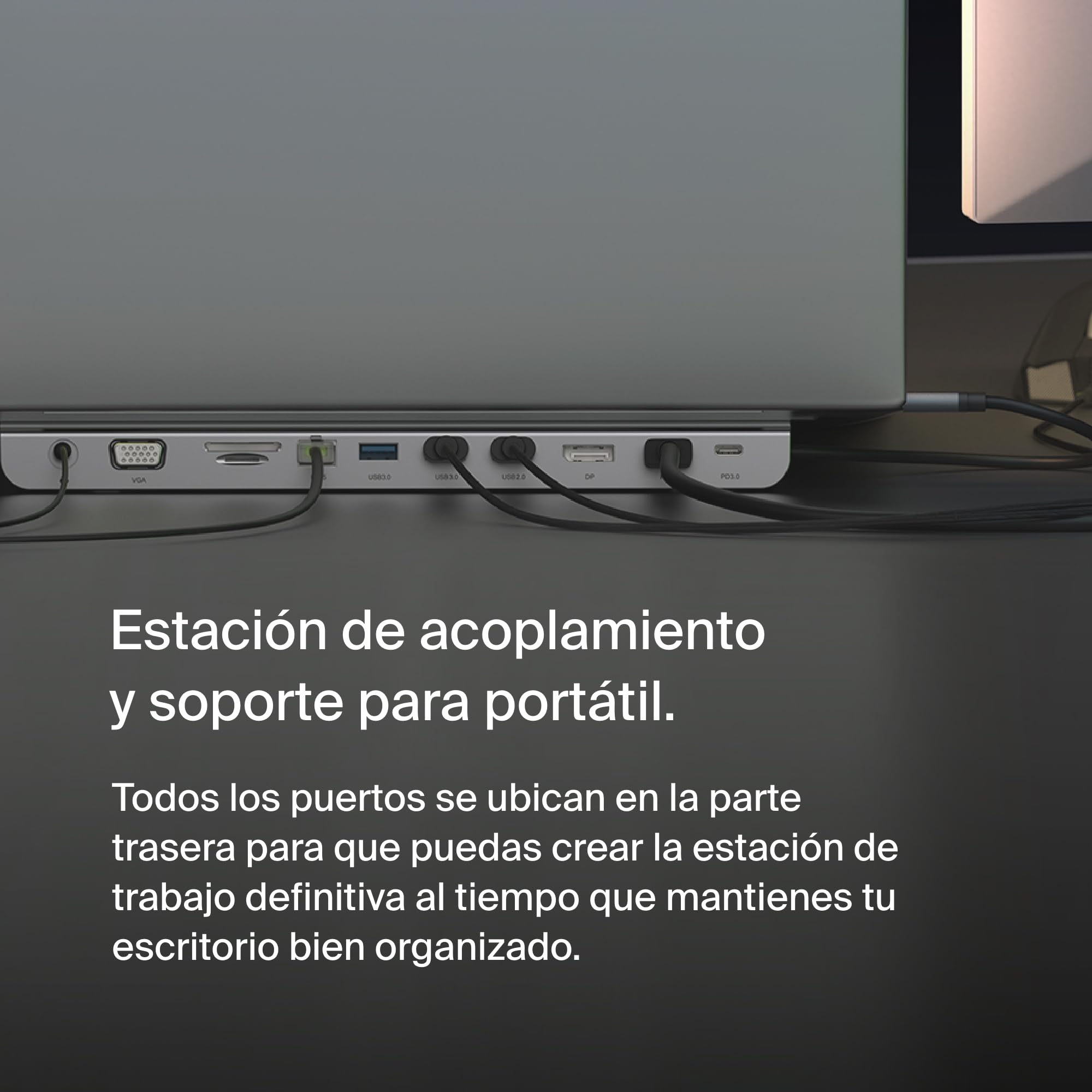 Belkin base dock USB-C multipuerto con HDMI, DisplayPort, VGA y USB-C (4K), carga passthrough PD de 100 W, 3 USB-A, 1 Gigabit Ethernet, SD/MicroSD y audio de 3,5 mm para MacBook* Pro, Air, XPS y otros