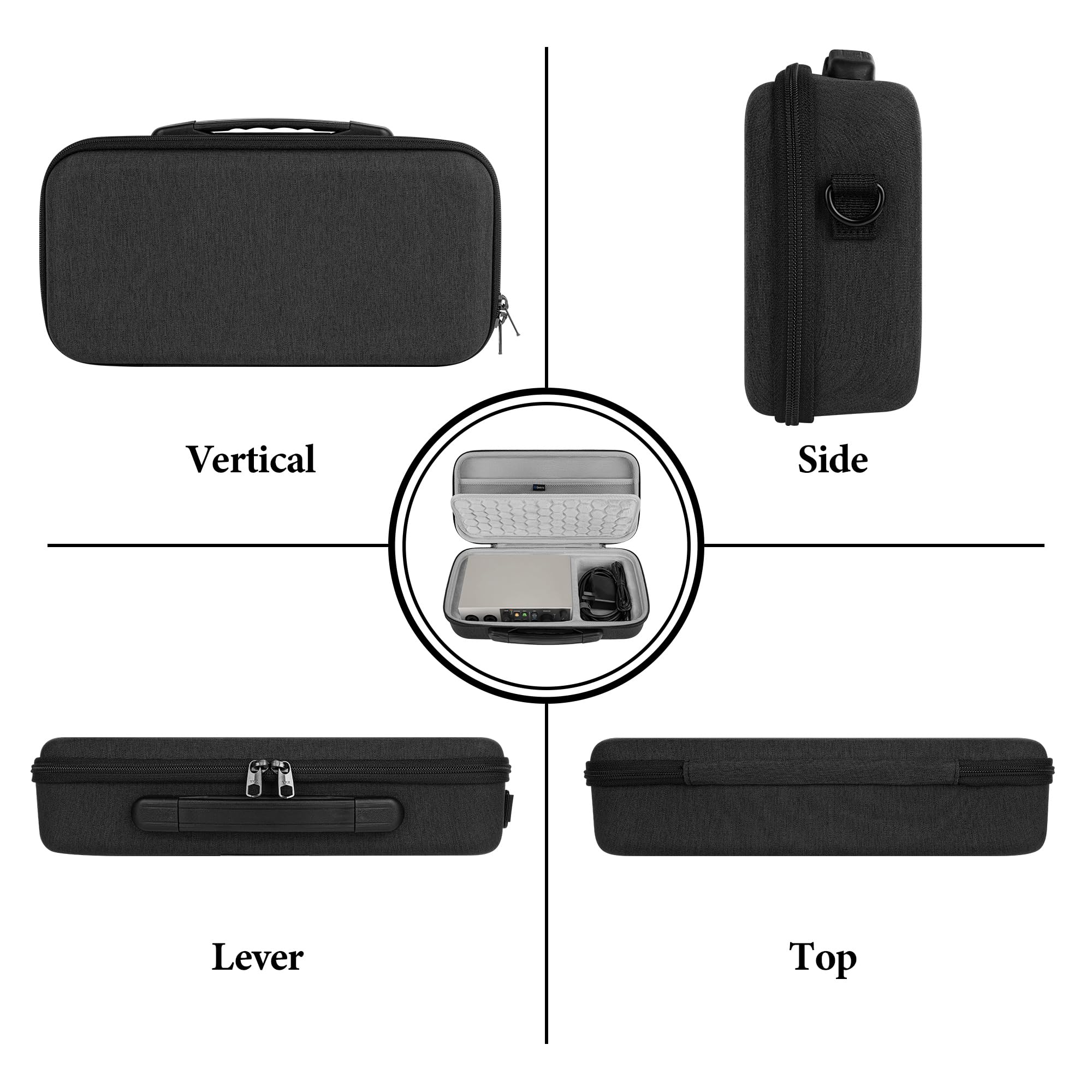 GEEKRIA Audio Interface Carrying Case, Hard Shell Travel Bag Compatible with Universal Audio Volt 2 / Volt 1 / Volt 176 (Dark Gray) - Image 3