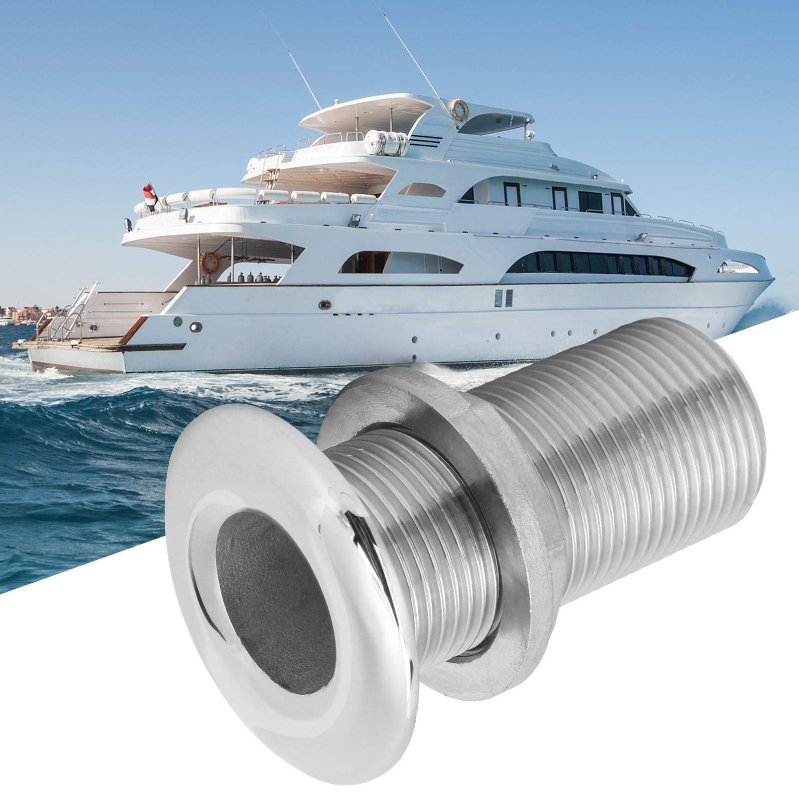 Tissting Accessorio per casco diritto marino 2 pezzi 1in 79mm - Connettore di scarico in acciaio inox 316 per barche e yacht, facile installazione e resistenza alla corrosione