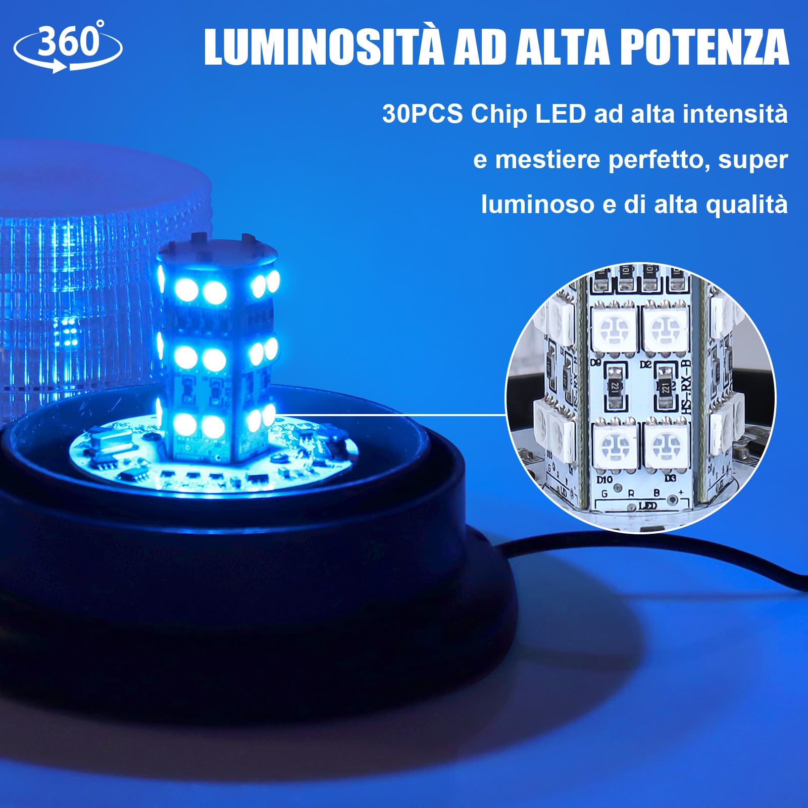 LED lampeggiante 12V stroboscopica 8 Colori segnalazione lampeggiante di emergenza Luce Rotante magnetica per Camion trattore