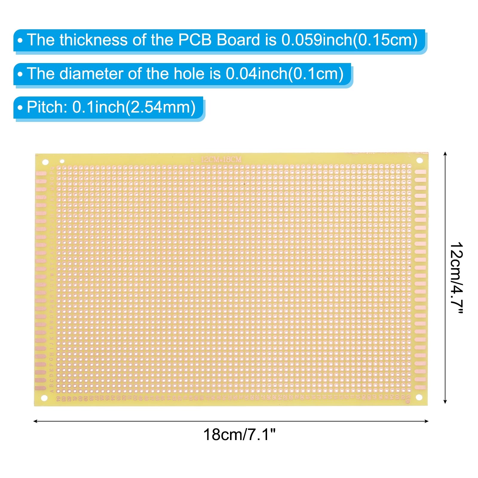 PATIKIL 4.7" x 7.1" Scheda PCB Circuito, 5 Pz Schede Prototipo Monofaccia Per Saldatura DIY E Progetti Elettronici, Scheda Circuito Saldabile, Gialla