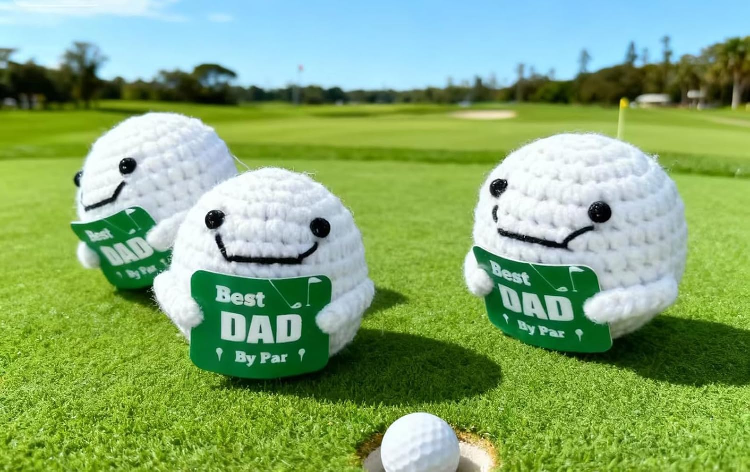 JEWSUN Funny Best Dad by Par Golf Ball Crochet, Knitted Golf Ball with Best Dad by Par Card Great Gift for Dad, Father's Day, Birthday Christmas - Image 2