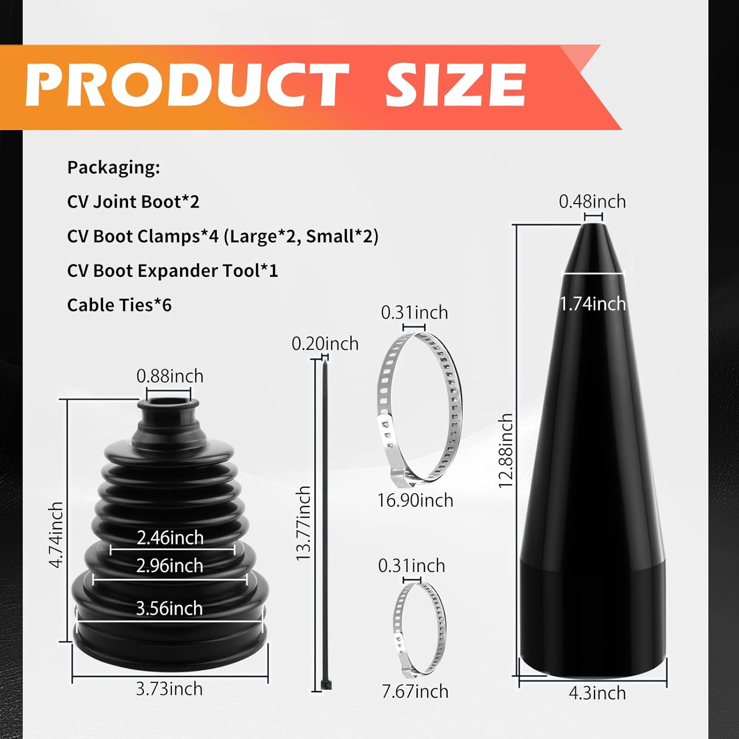 CV Boot Repair Kit Includes CVs Boot Expander Tool,Soft CV Axle Boots Repair Kit for Dust Protection with Clamps,Silicone CVs Joint Boots Kits Fits 3.56"/2.96"/2.46" Calibers