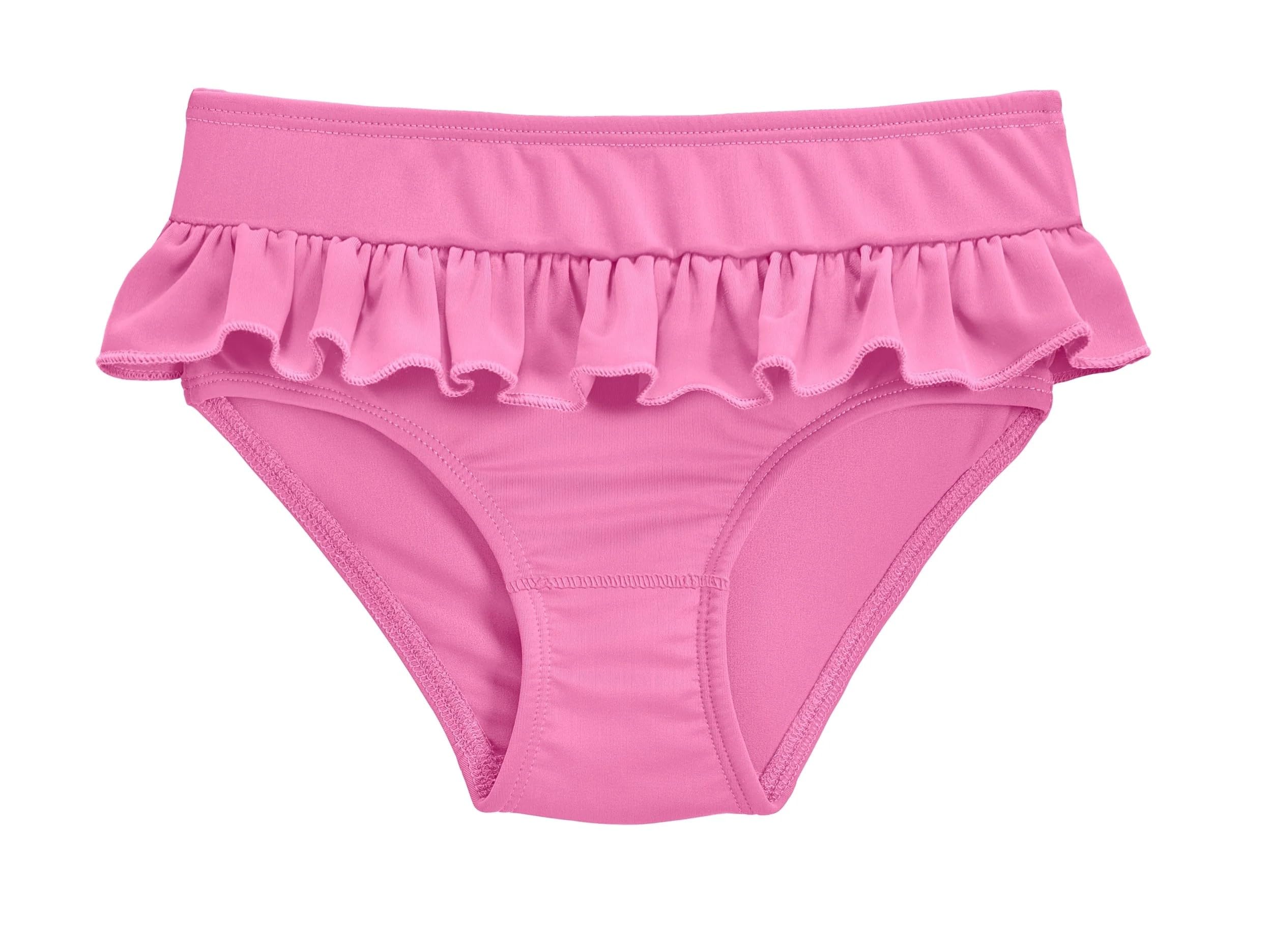 Made in USA Girls' Swimwear Ruffle Swim Briefs Bikini Bottoms Beachwear Swimming Suit, Medium Pink, 18/24m